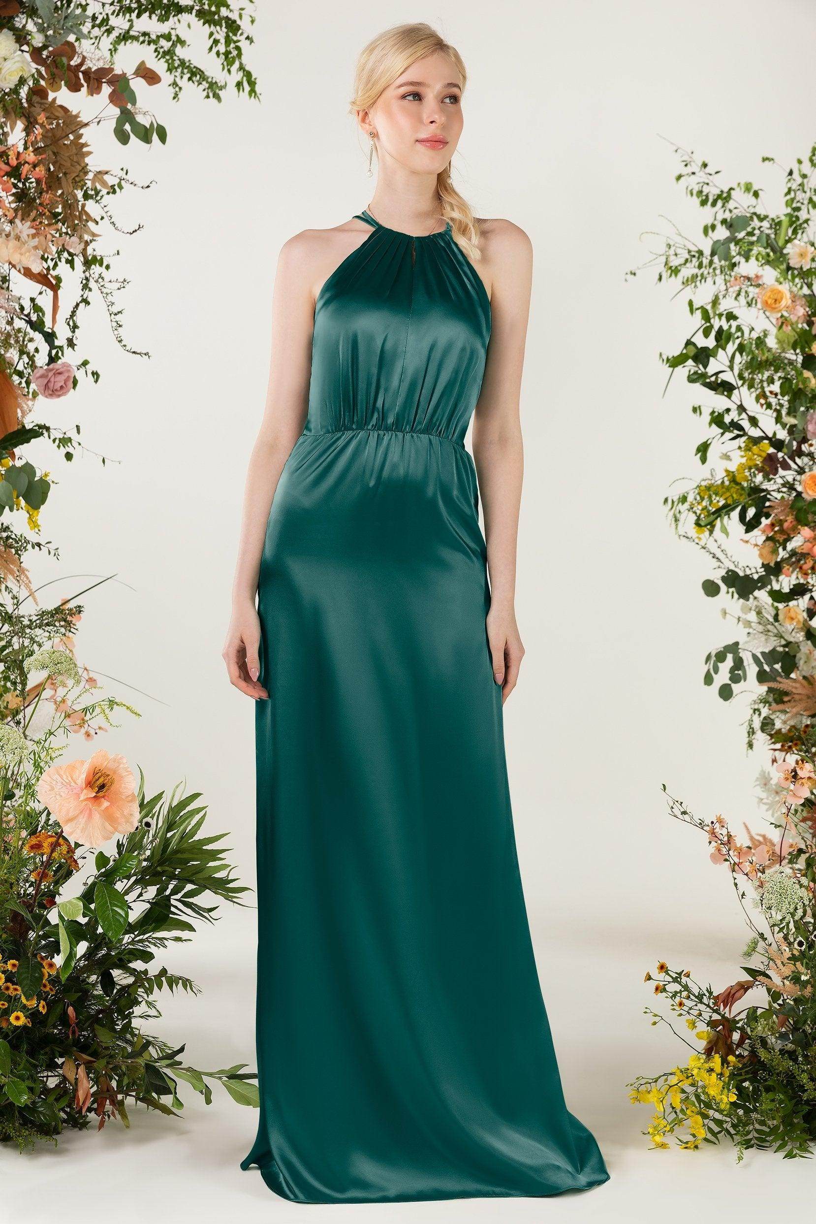 Sheath Sweep Luxe Satin Bridesmaid Dress Formal Dresses CB0501 - COCOMELODY