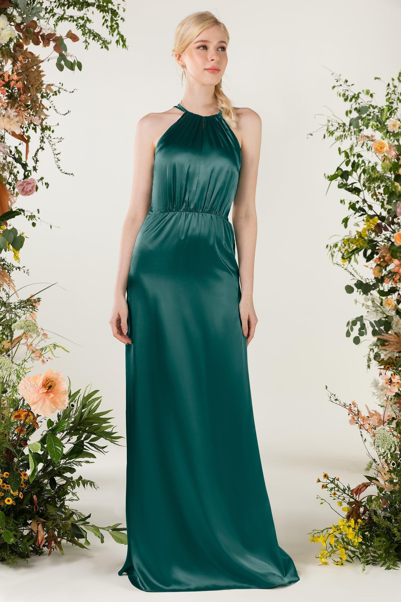Sheath Sweep Luxe Satin Bridesmaid Dress Formal Dresses CB0501 - COCOMELODY