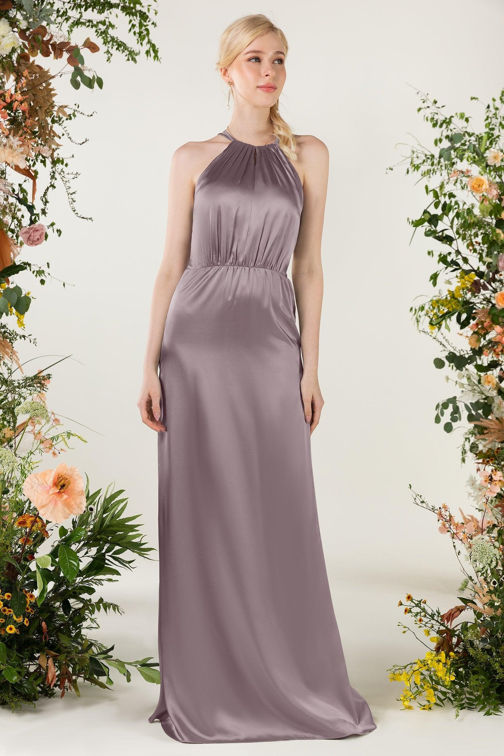 Sheath Sweep Luxe Satin Bridesmaid Dress Formal Dresses CB0501 - COCOMELODY