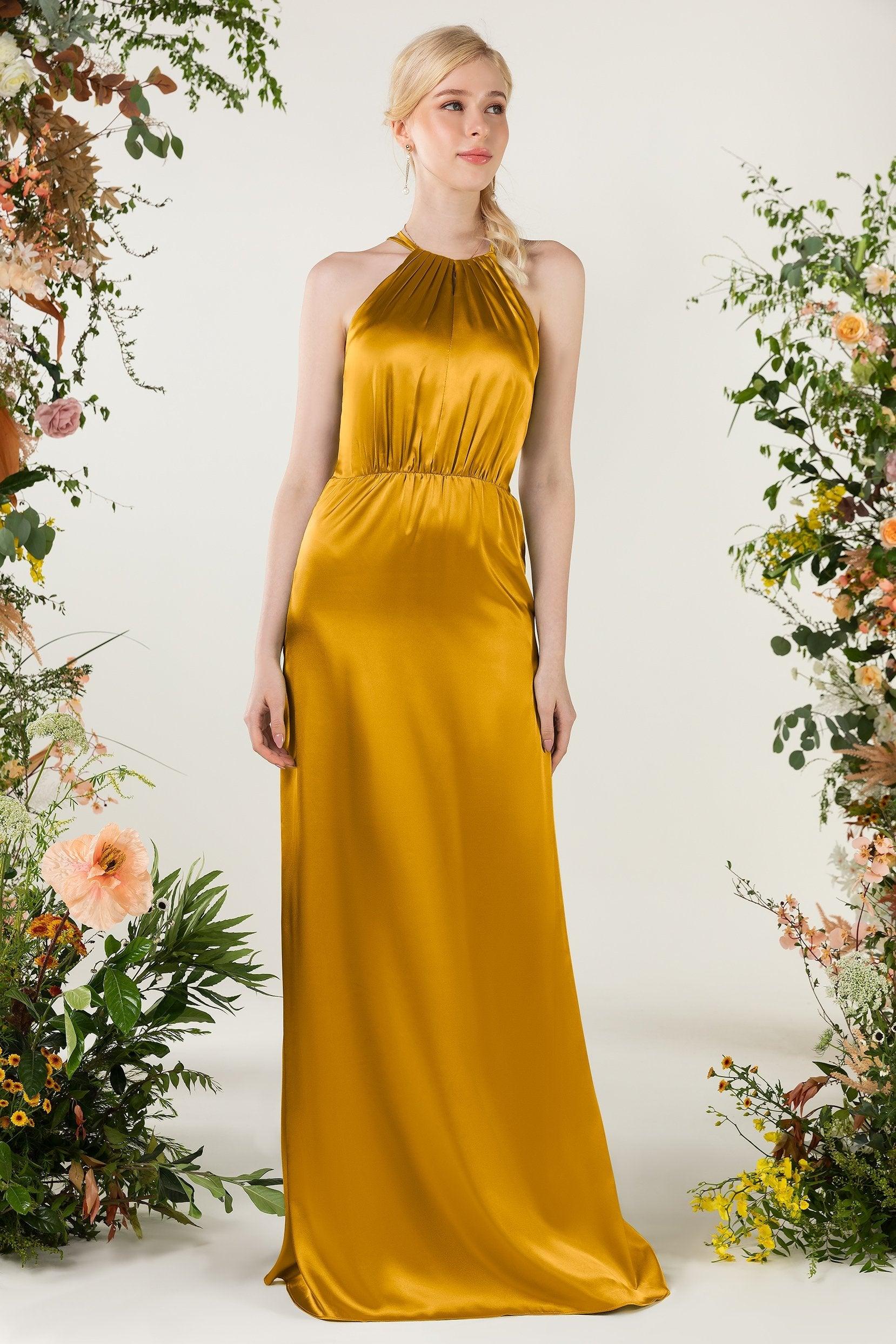 Sheath Sweep Luxe Satin Bridesmaid Dress Formal Dresses CB0501 - COCOMELODY