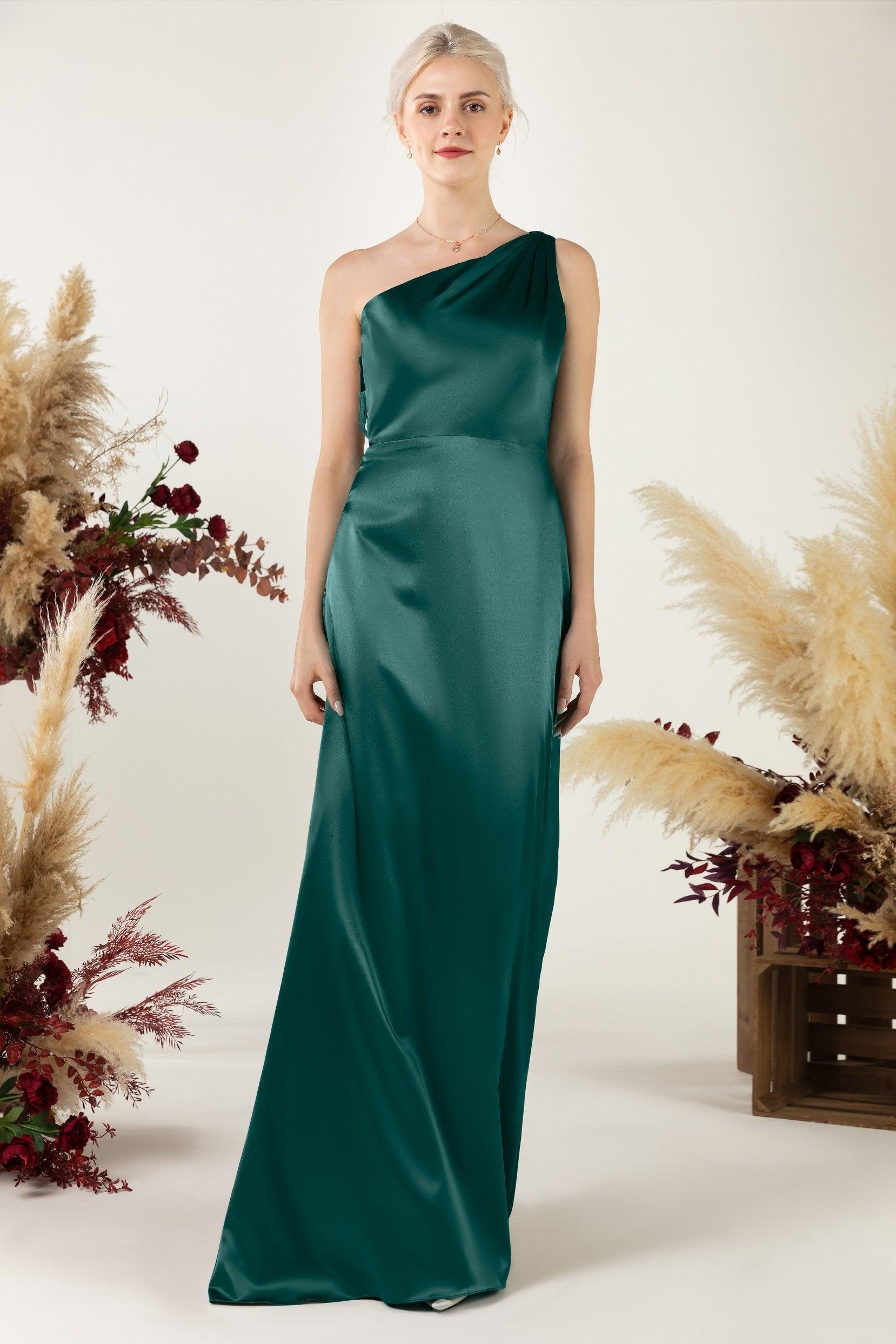 Sheath Sweep Luxe Satin Bridesmaid Dress Formal Dresses CB0503 - COCOMELODY