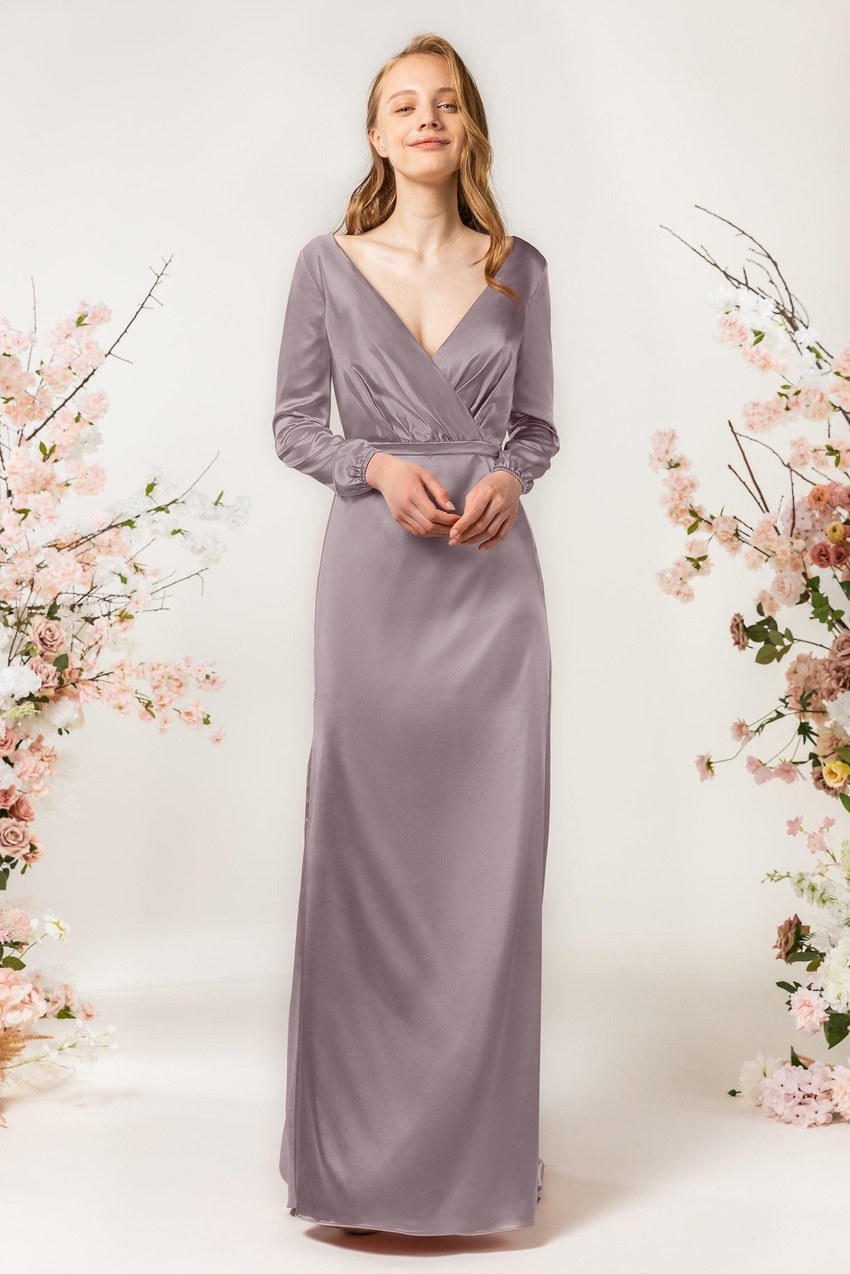 Sheath Sweep Luxe Satin Bridesmaid Dress Formal Dresses CB0506 - COCOMELODY