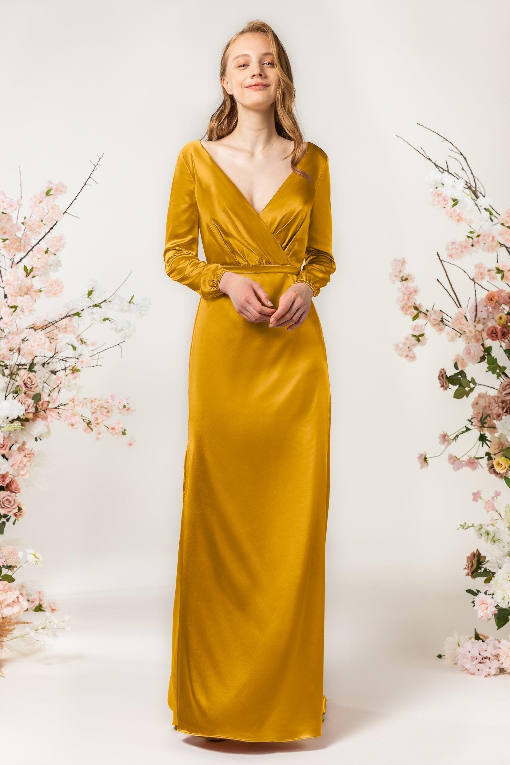 Sheath Sweep Luxe Satin Bridesmaid Dress Formal Dresses CB0506 - COCOMELODY