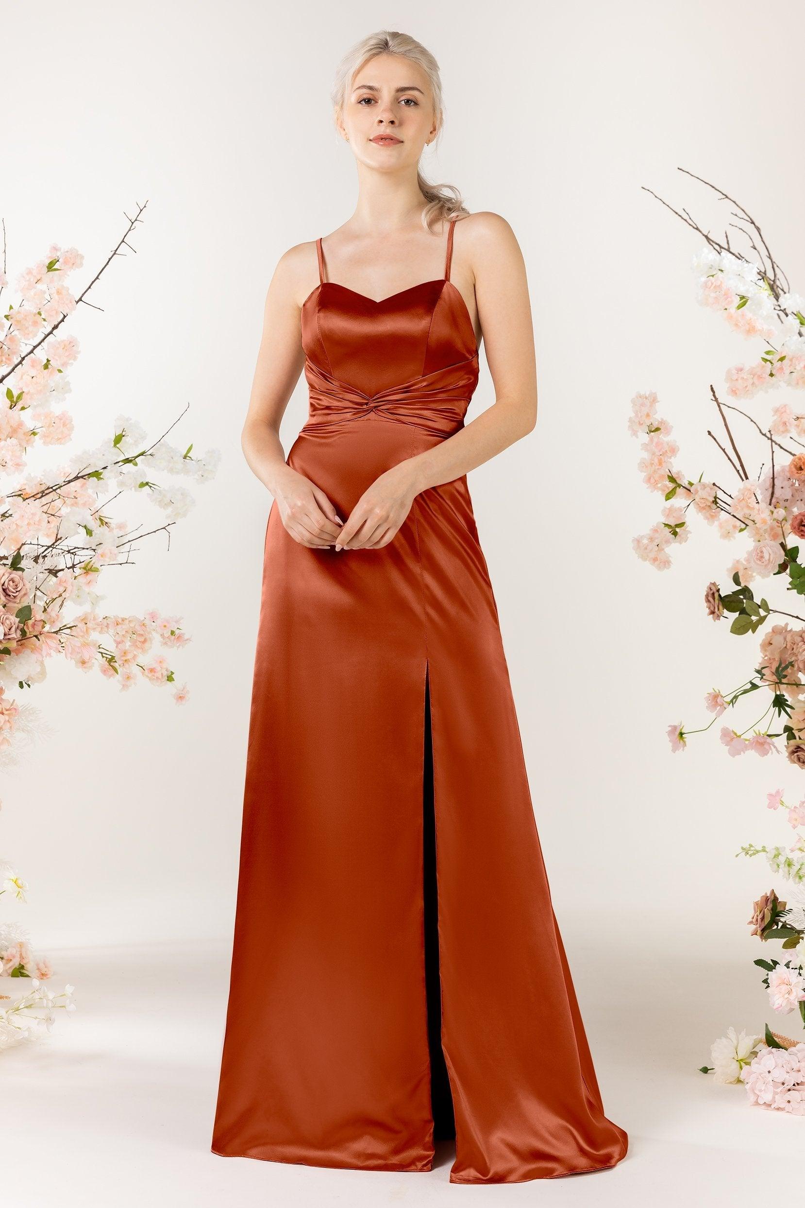 Sheath Luxe Satin Bridesmaid Dress Formal Dresses CB0507 - COCOMELODY