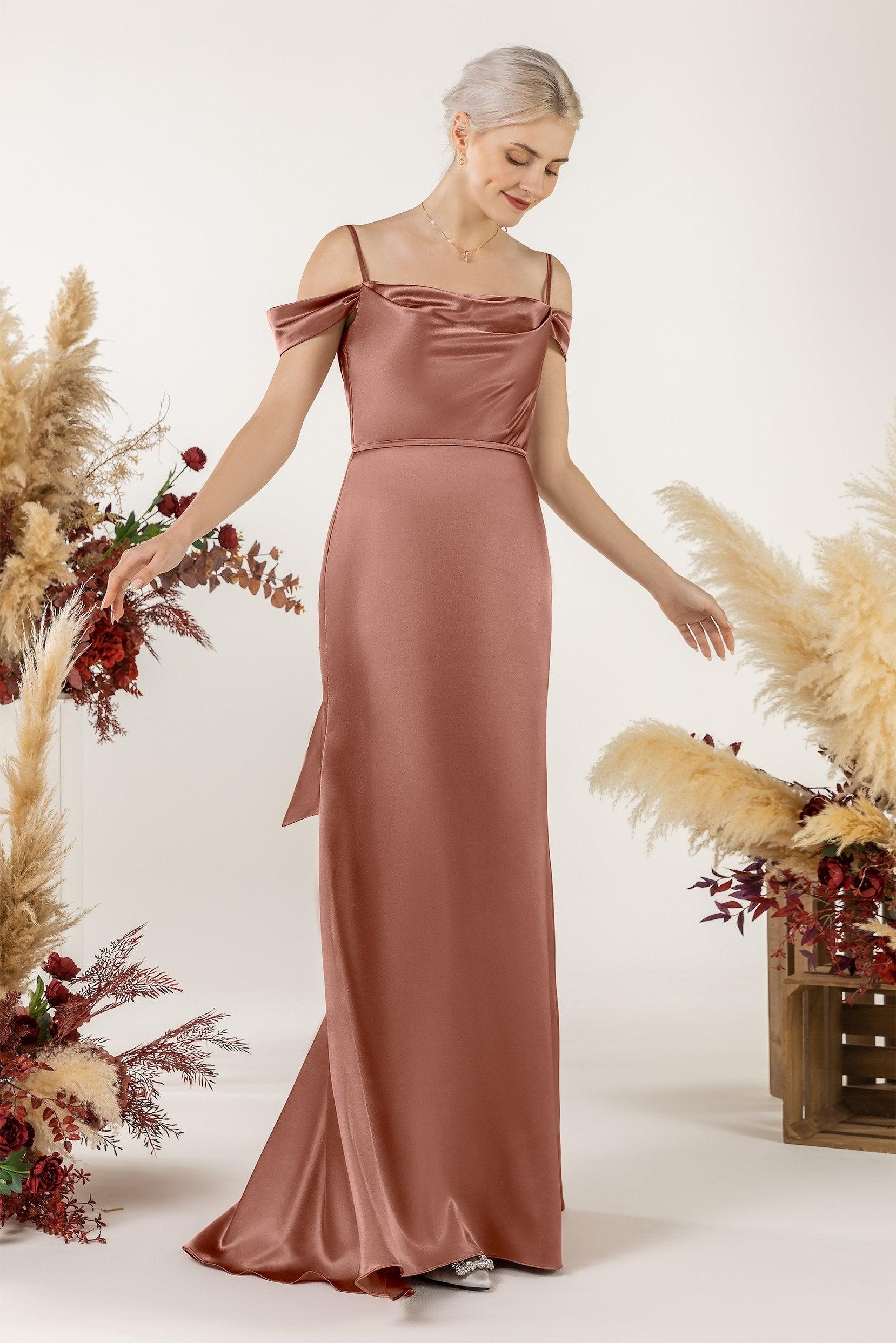 Trumpet Luxe Satin Bridesmaid Dress Formal Dresses CB0509 - COCOMELODY