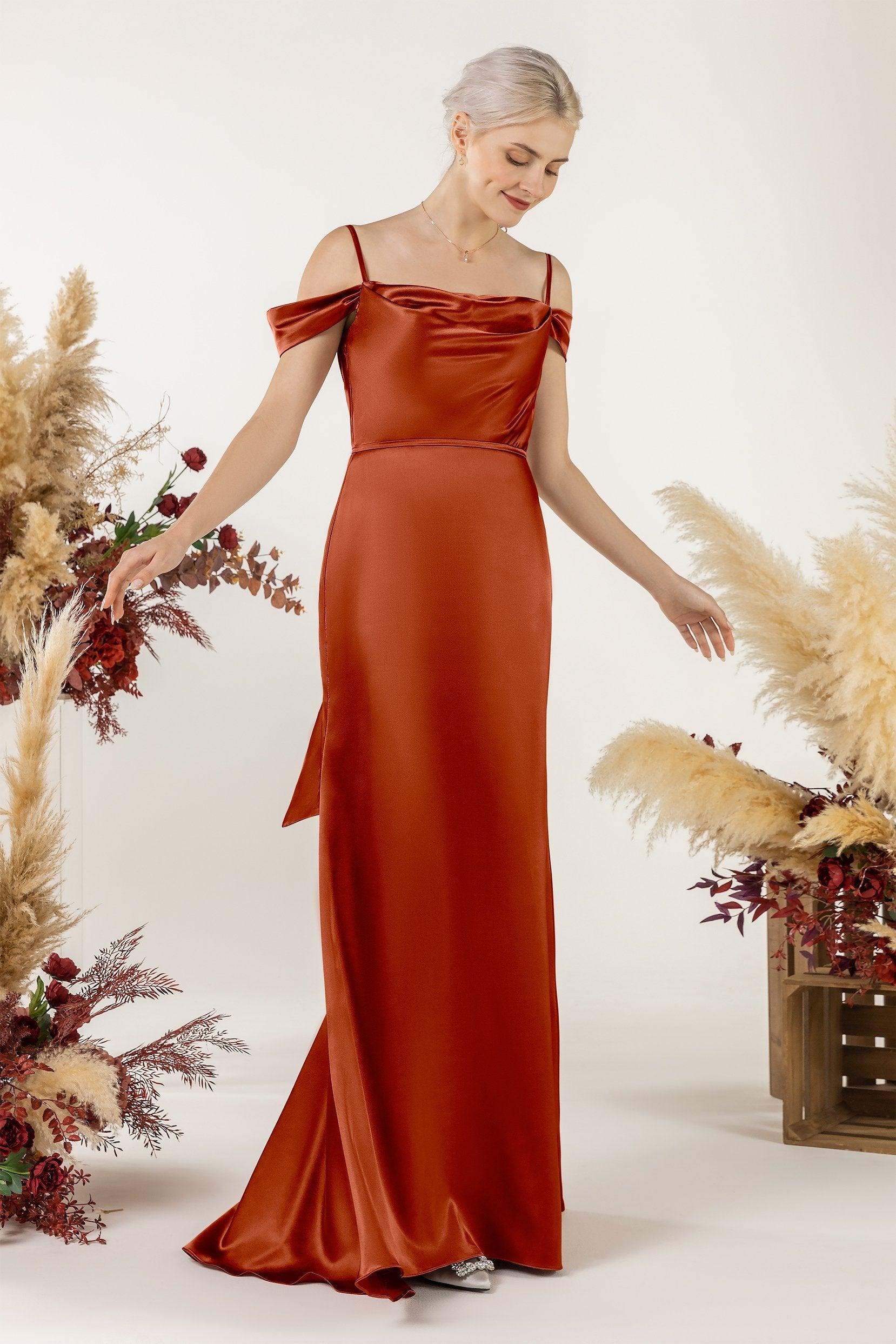 Trumpet Luxe Satin Bridesmaid Dress Formal Dresses CB0509 - COCOMELODY