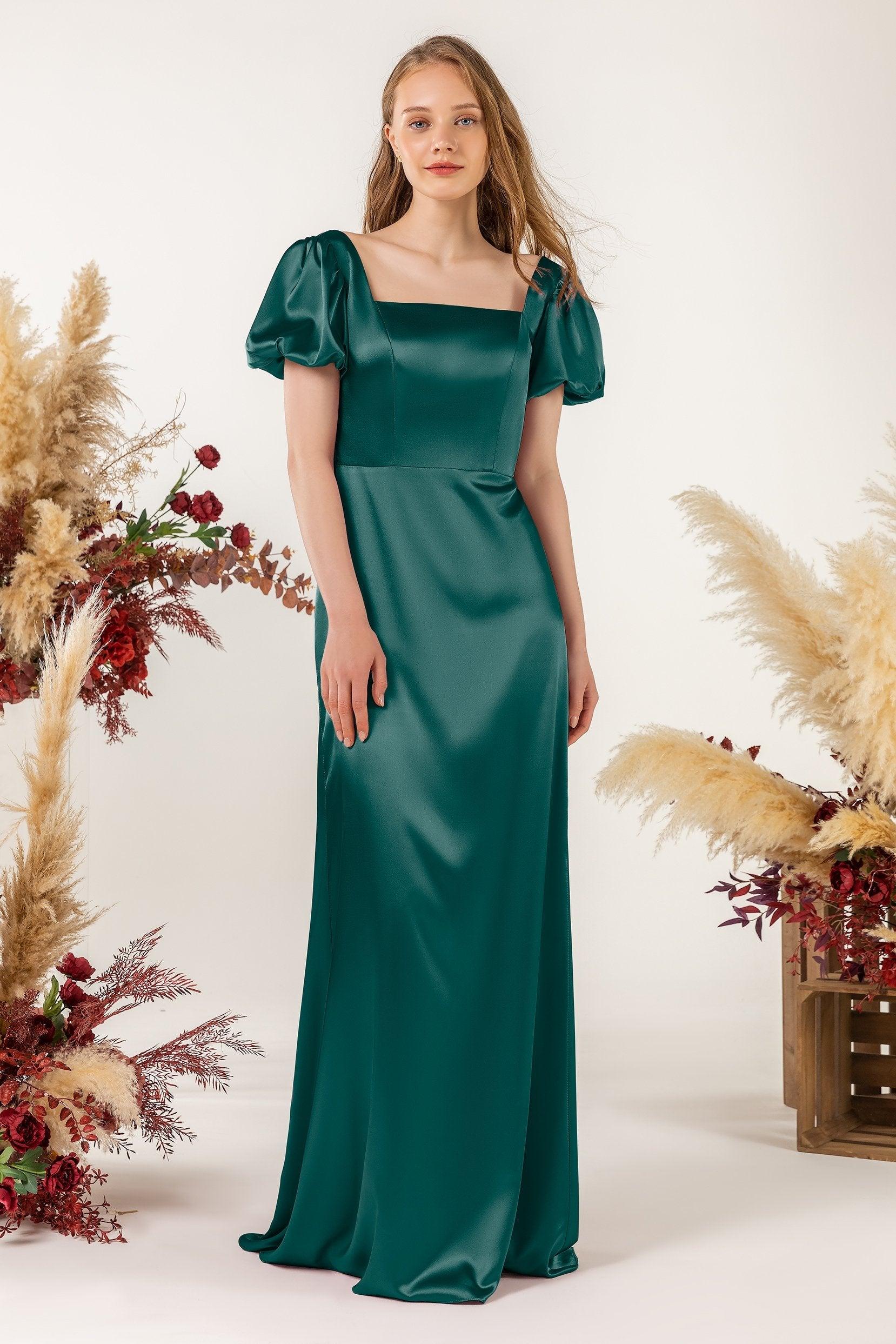 Sheath Sweep Luxe Satin Bridesmaid Dress Formal Dresses CB0511 - COCOMELODY