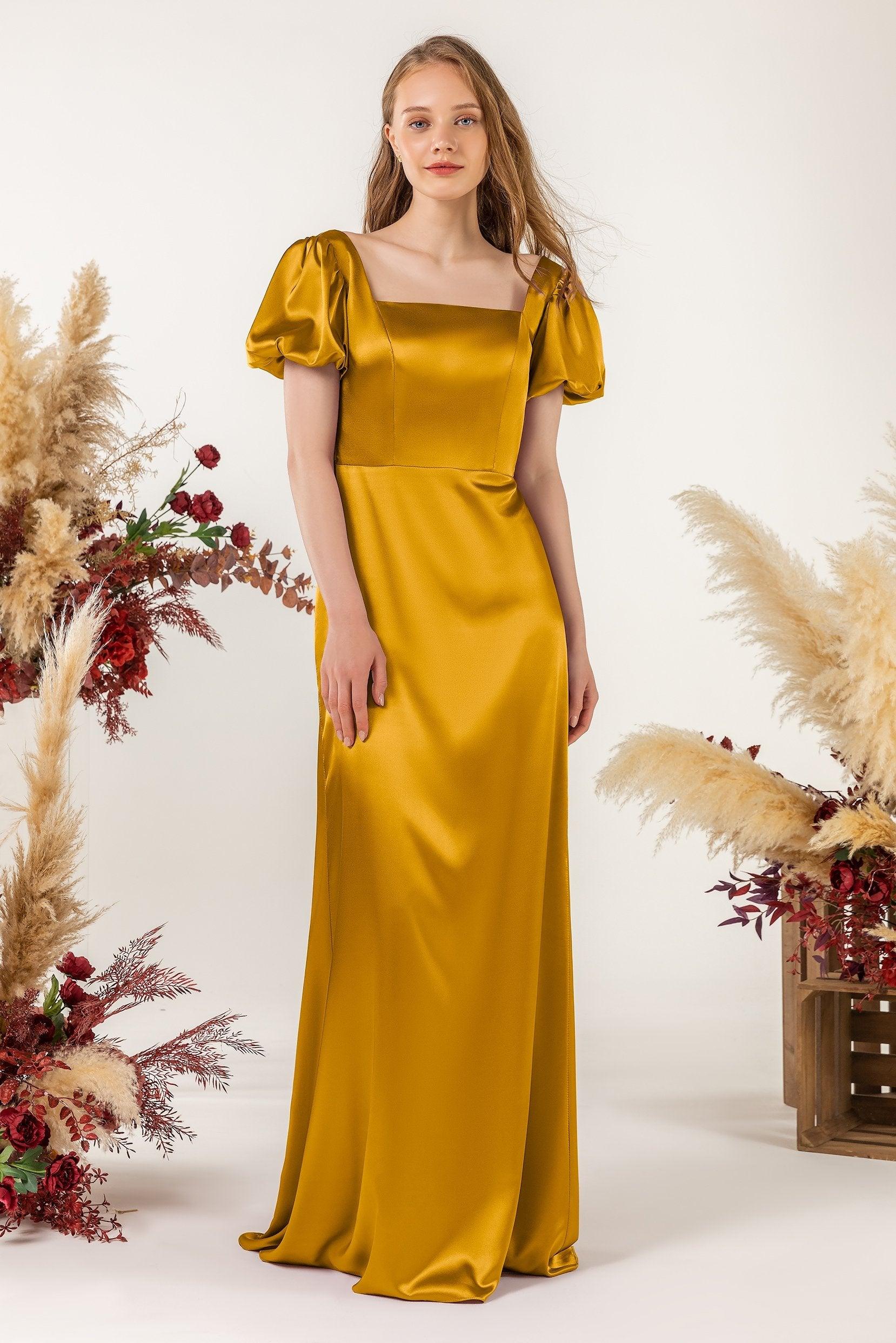Sheath Sweep Luxe Satin Bridesmaid Dress Formal Dresses CB0511 - COCOMELODY
