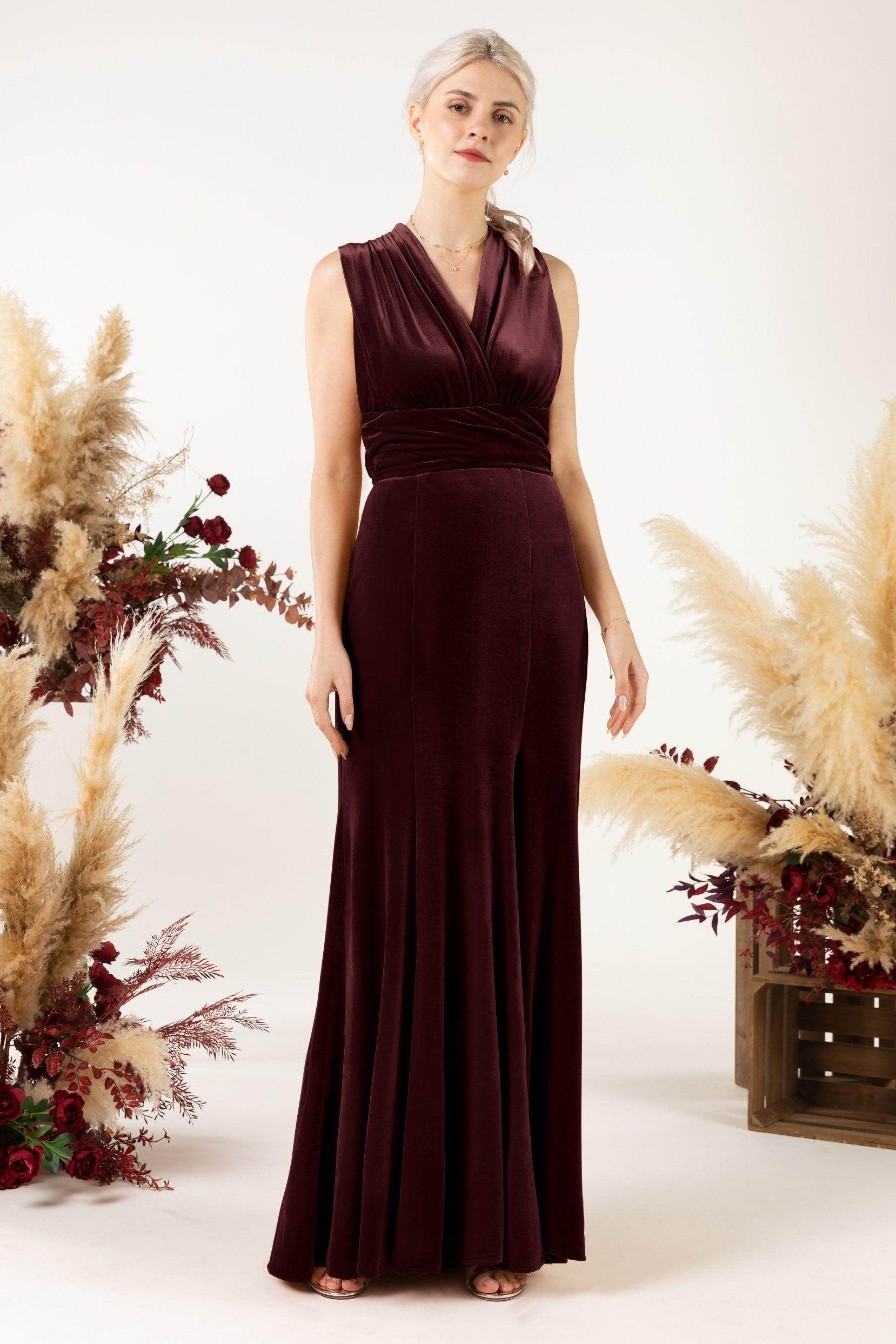 Trumpet Sweep-Brush Train Velvet Bridesmaid Dress CB0515 - COCOMELODY
