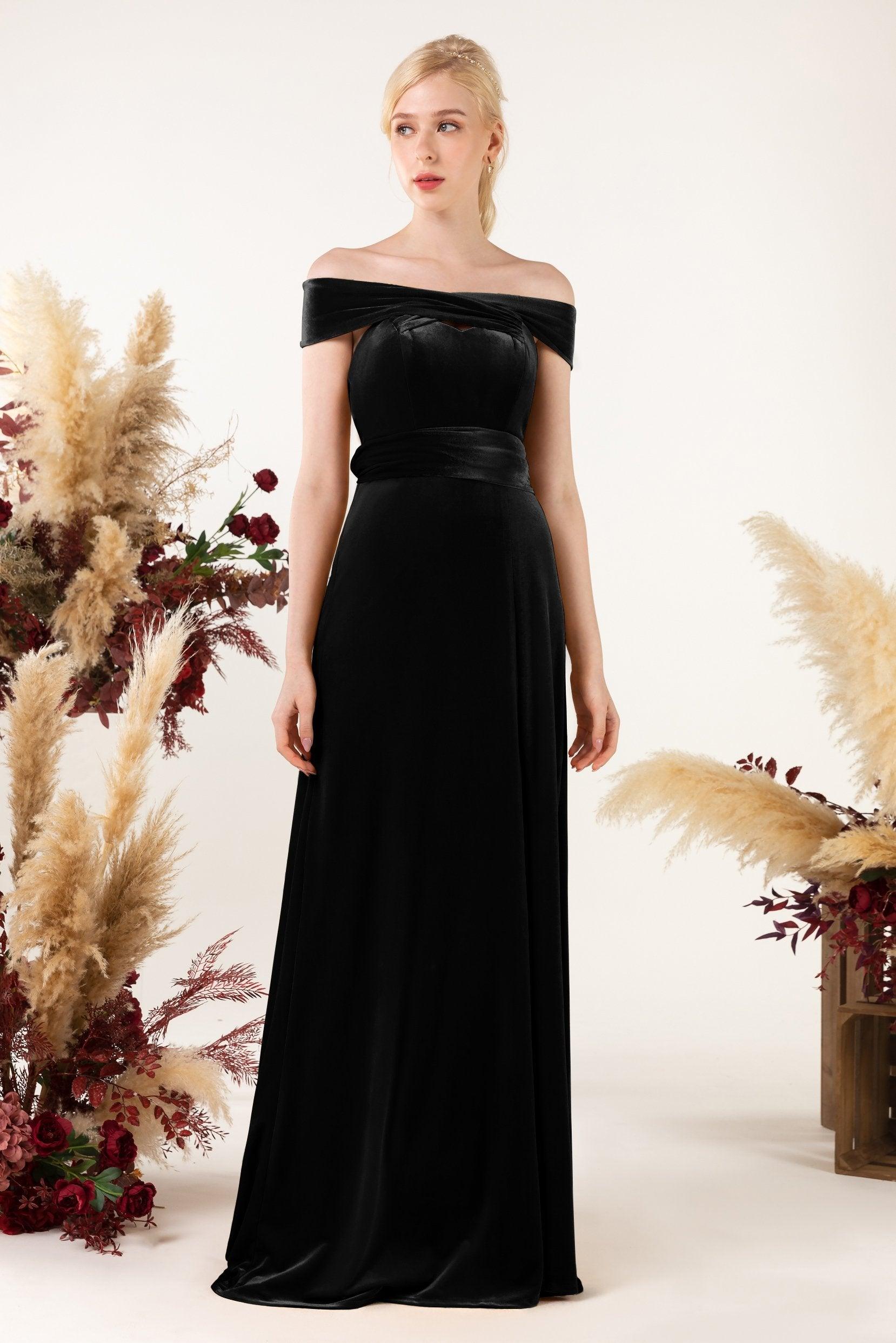 Sheath Sweep-Brush Train Velvet Bridesmaid Dress CB0516 - COCOMELODY