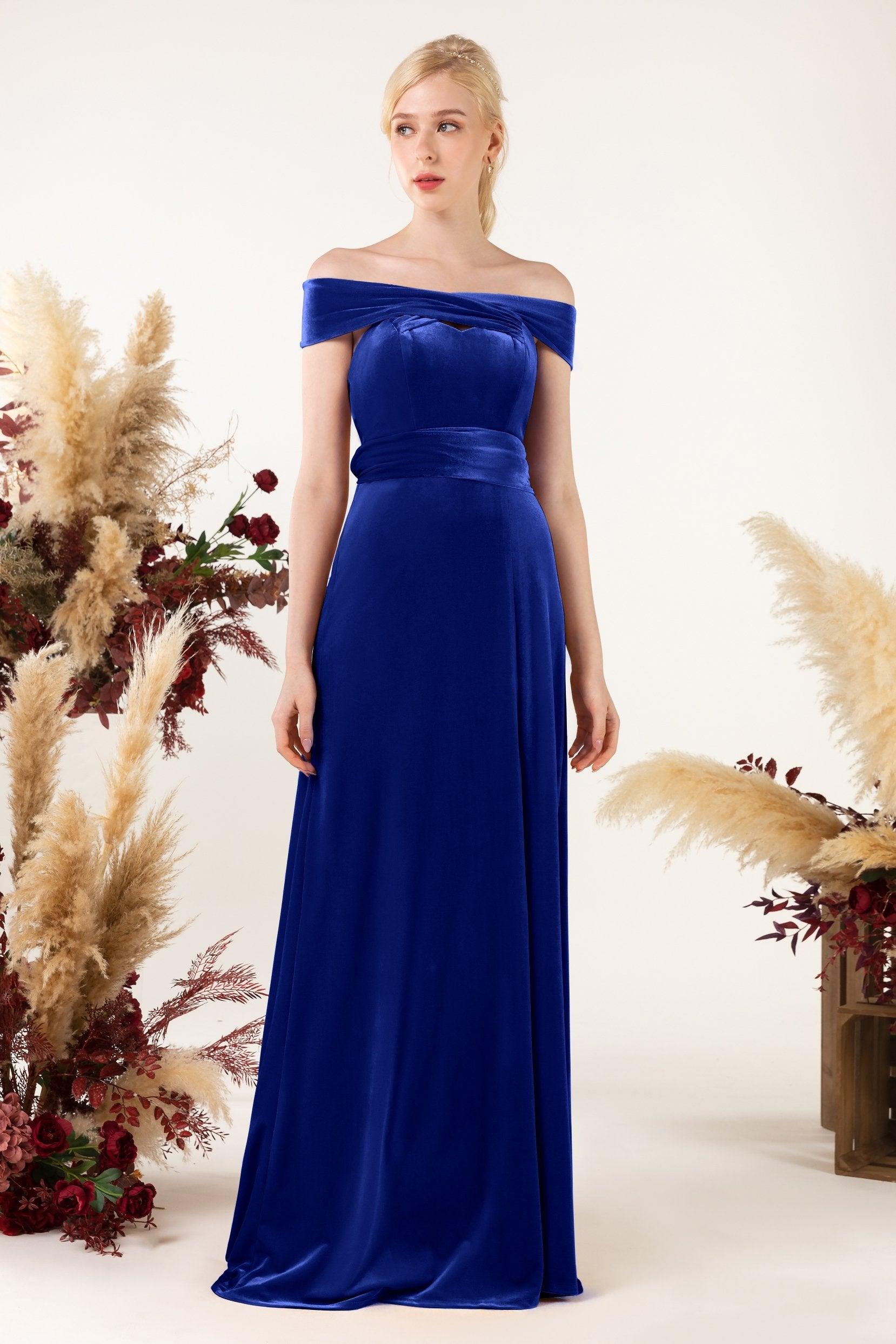 Sheath Sweep-Brush Train Velvet Bridesmaid Dress CB0516 - COCOMELODY