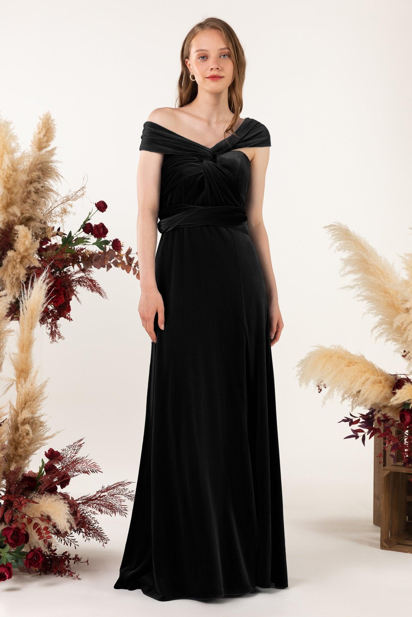 Sheath-Column Floor Length Velvet Bridesmaid Dress Formal Dresses CB0529 - COCOMELODY