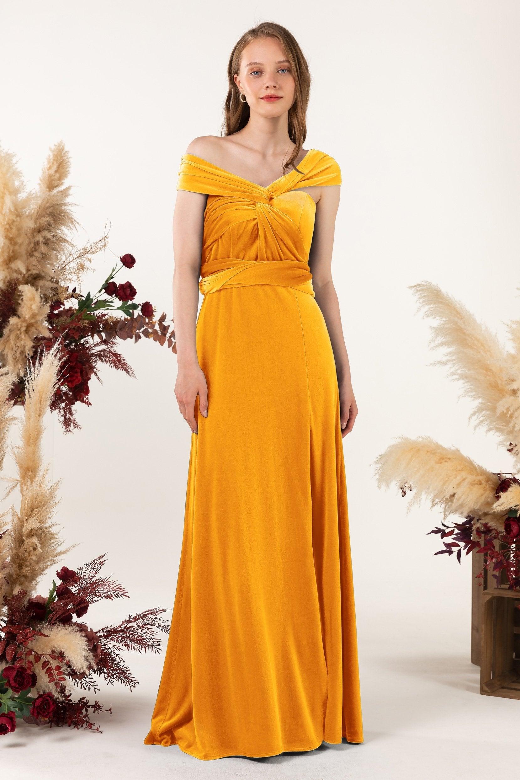 Sheath-Column Floor Length Velvet Bridesmaid Dress Formal Dresses CB0529 - COCOMELODY