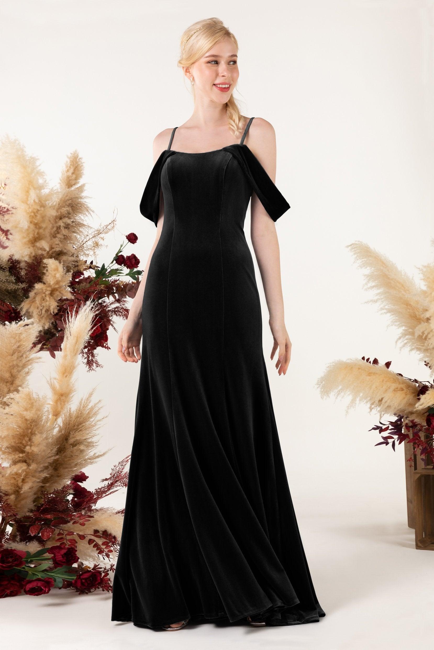 Trumpet Sweep-Brush Train Velvet Bridesmaid Dress Formal Dresses CB0531 - COCOMELODY