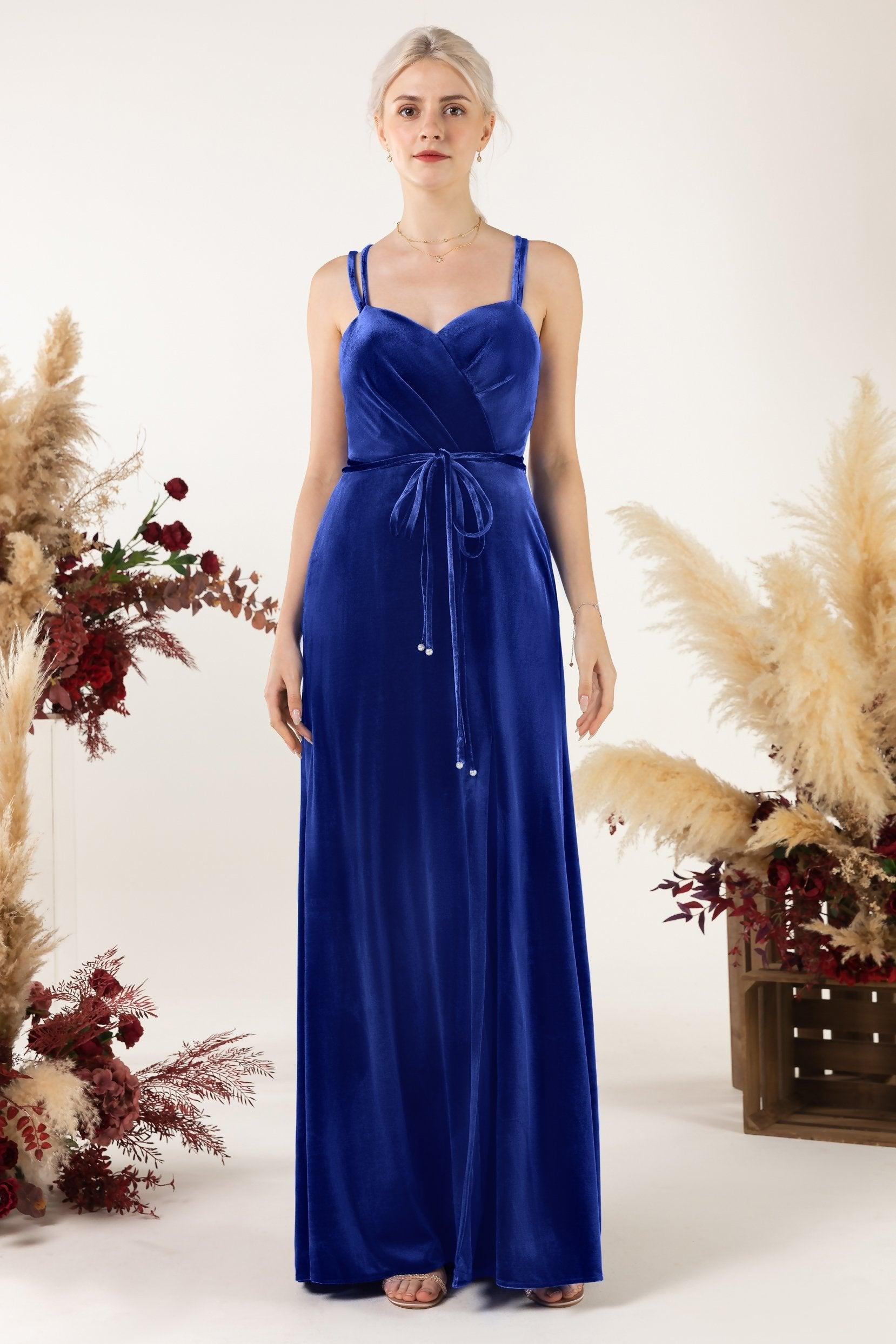 Sheath Sweep-Brush Train Velvet Bridesmaid Dress Formal Dresses CB0533 - COCOMELODY