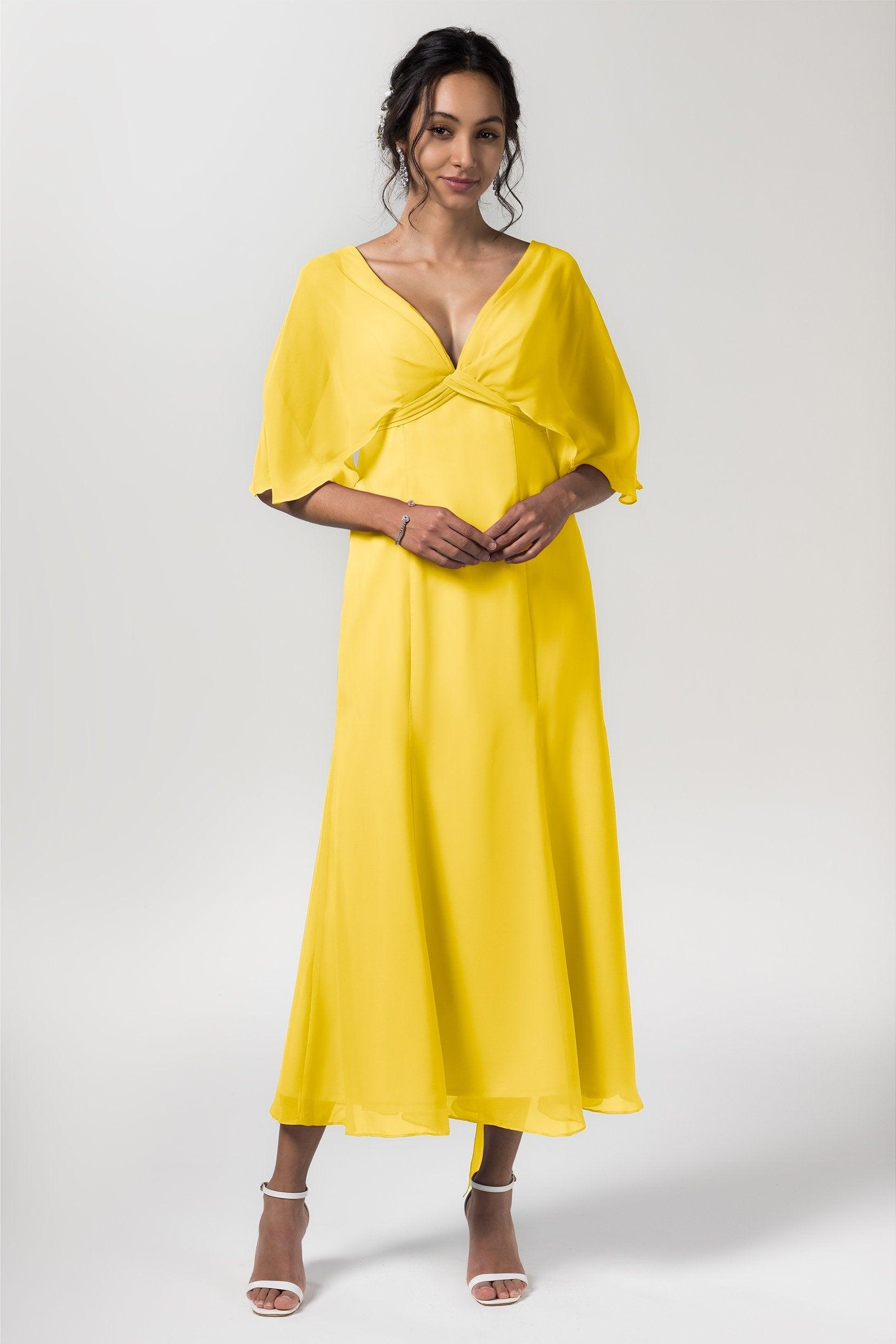 A-Line Tea Length Chiffon Bridesmaid Dress CB0553 - COCOMELODY