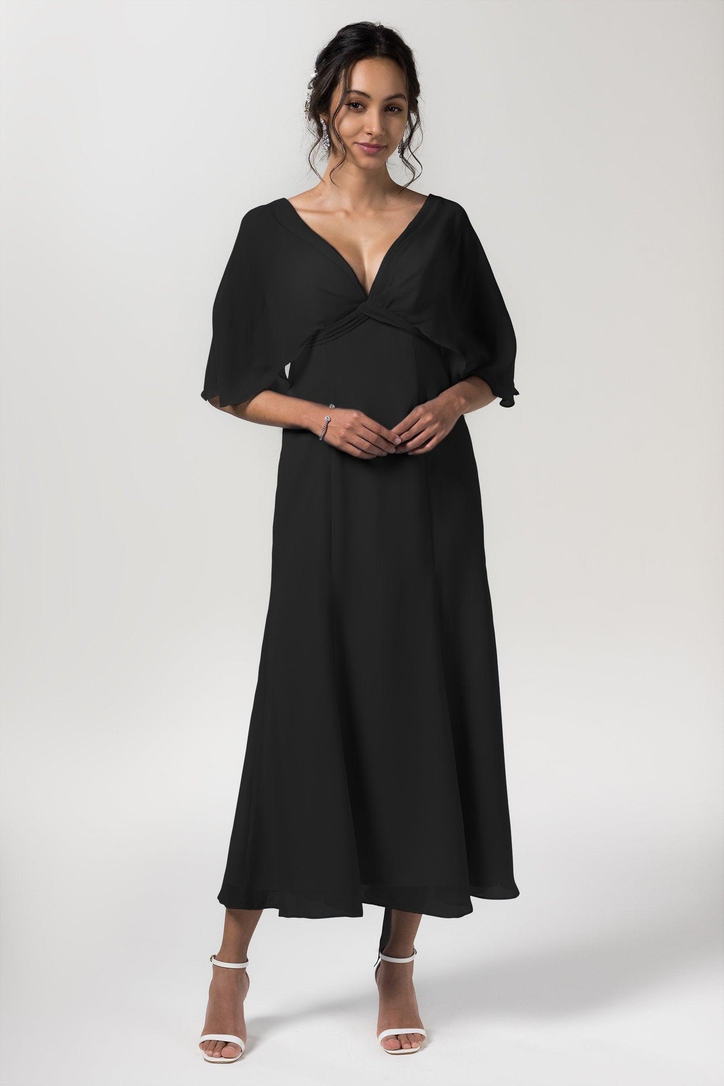 A-Line Tea Length Chiffon Bridesmaid Dress CB0553 - COCOMELODY