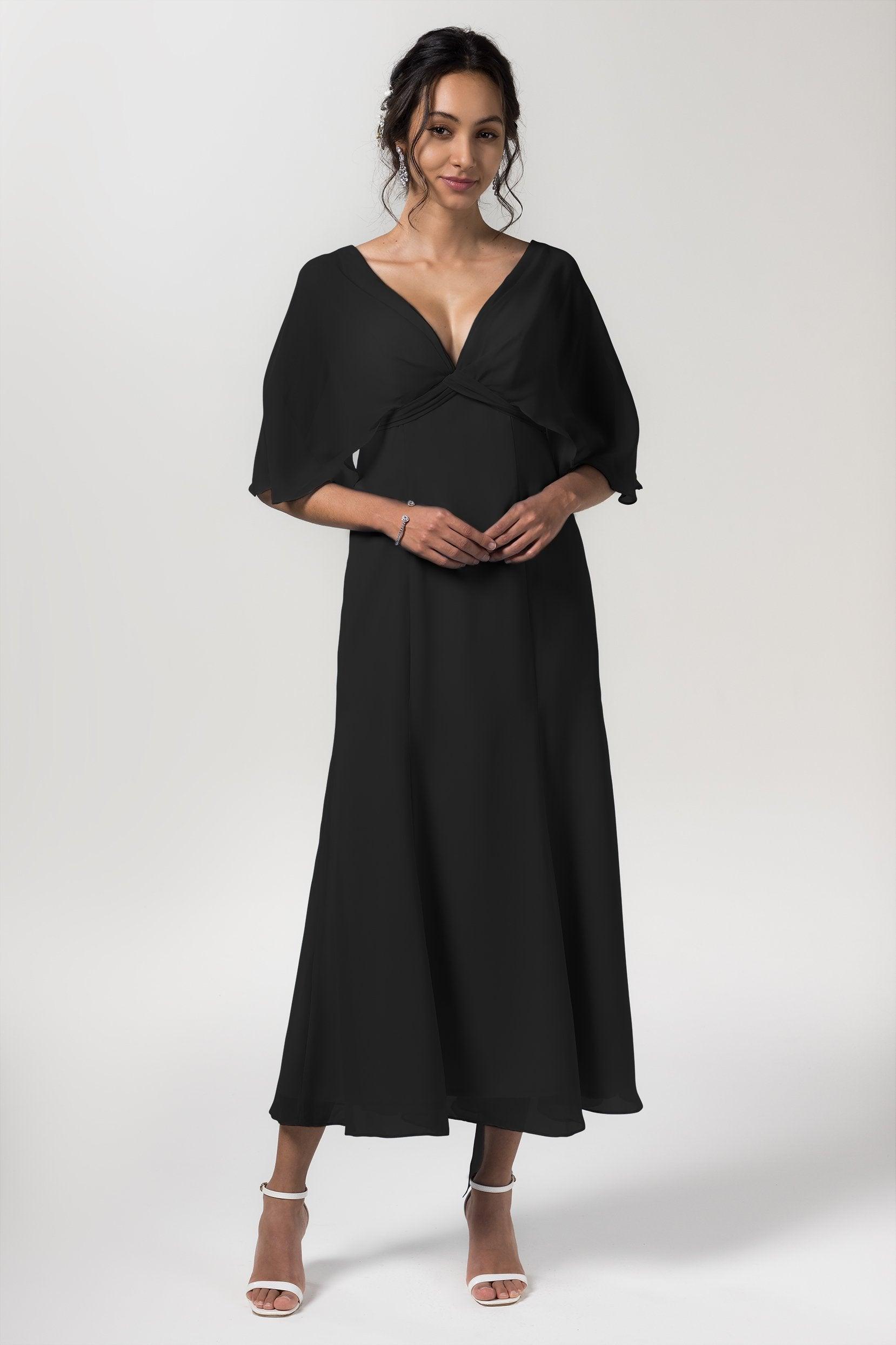 A-Line Tea Length Chiffon Bridesmaid Dress CB0553 - COCOMELODY