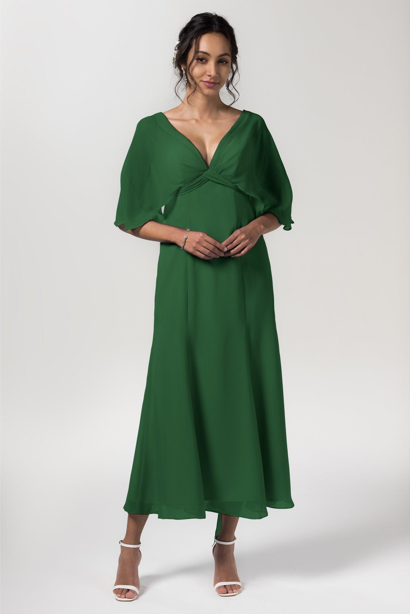 A-Line Tea Length Chiffon Bridesmaid Dress CB0553 - COCOMELODY