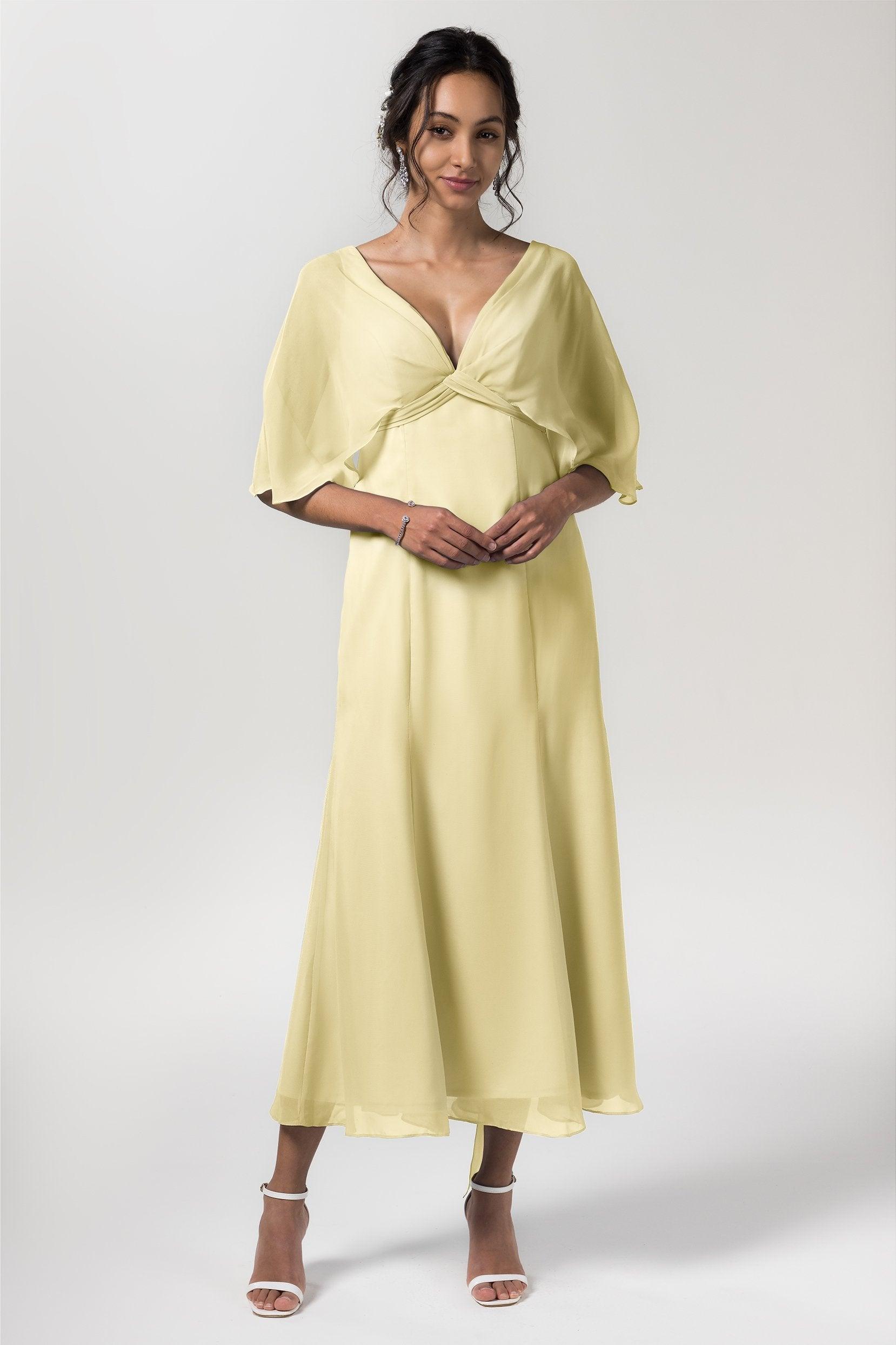 A-Line Tea Length Chiffon Bridesmaid Dress CB0553 - COCOMELODY