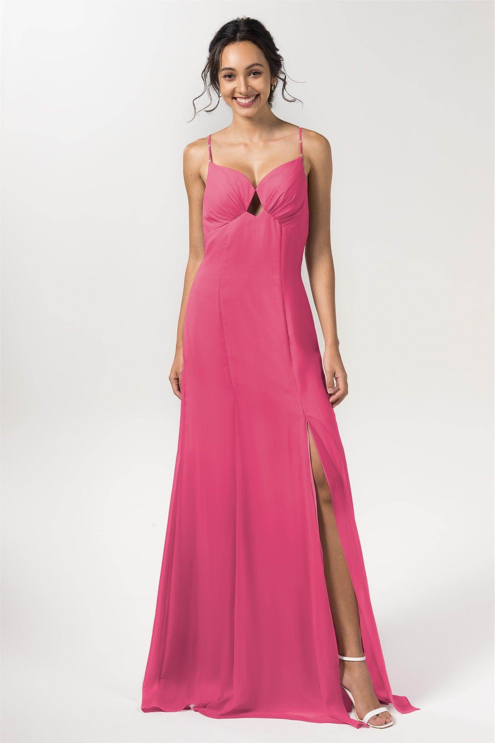 Sheath-Column Floor Length Chiffon Bridesmaid Dress CB0556 - COCOMELODY