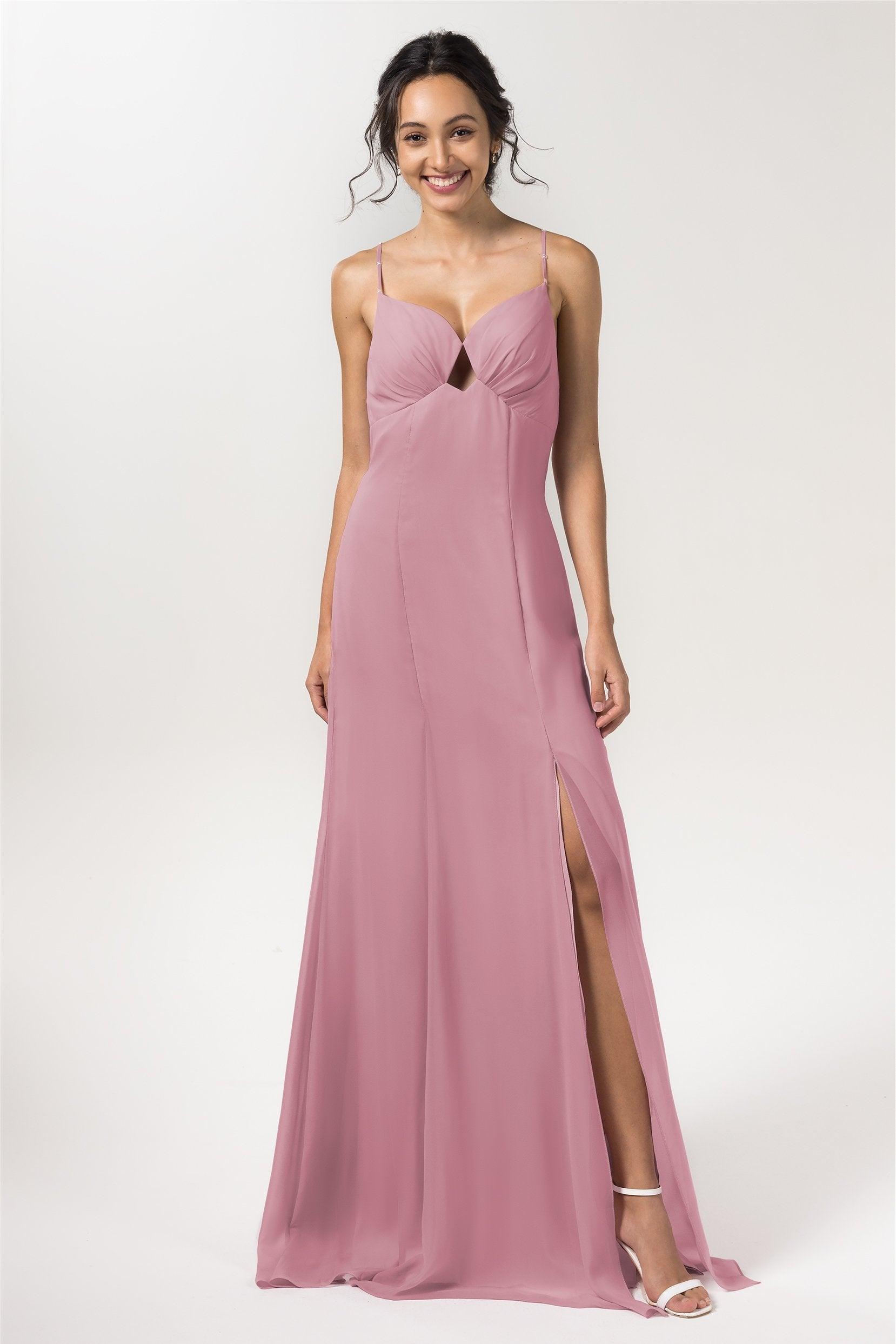 Sheath-Column Floor Length Chiffon Bridesmaid Dress CB0556 - COCOMELODY