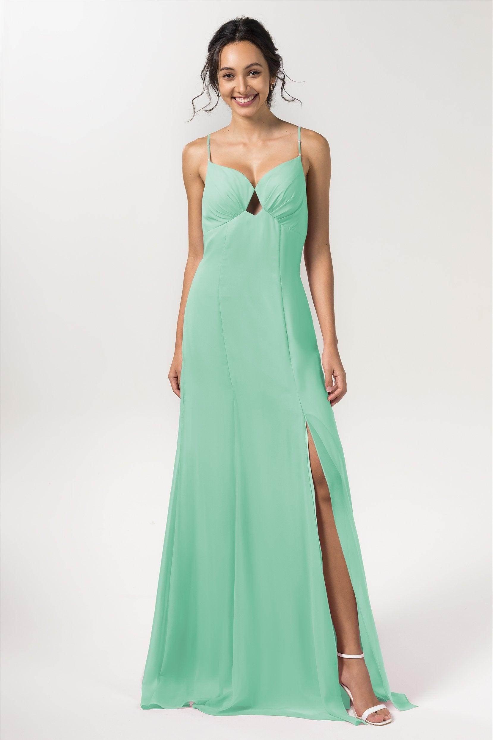 Sheath-Column Floor Length Chiffon Bridesmaid Dress CB0556 - COCOMELODY