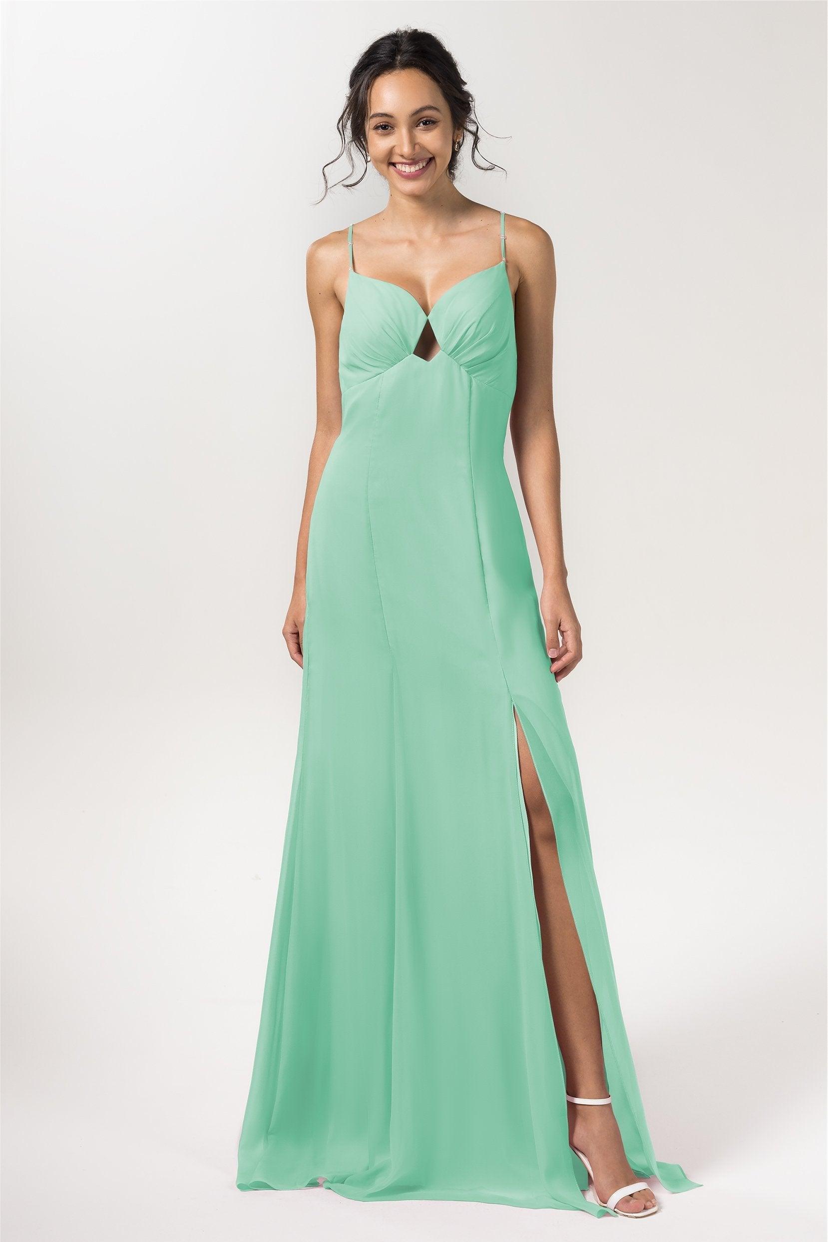 Sheath-Column Floor Length Chiffon Bridesmaid Dress CB0556 - COCOMELODY