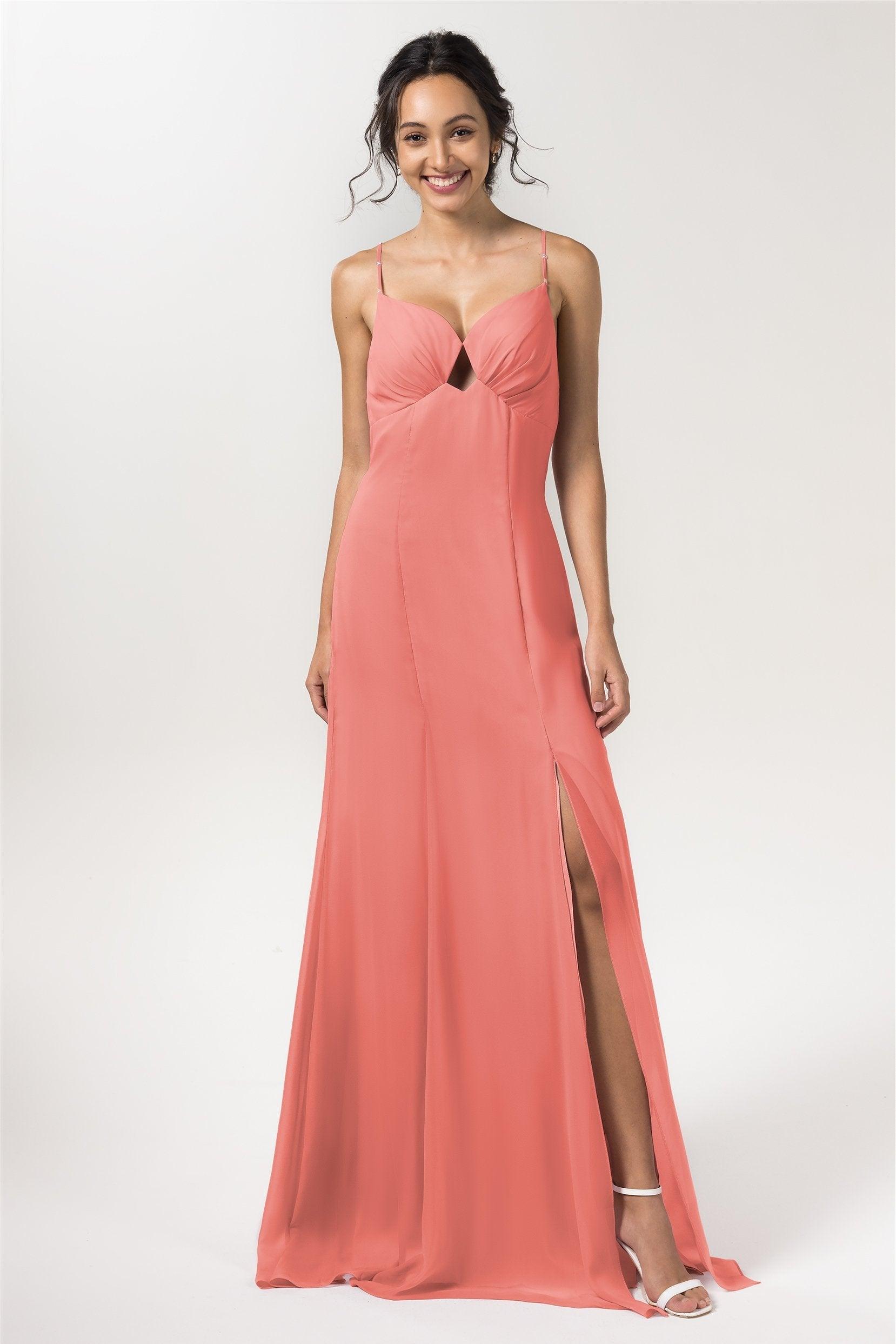 Sheath-Column Floor Length Chiffon Bridesmaid Dress CB0556 - COCOMELODY