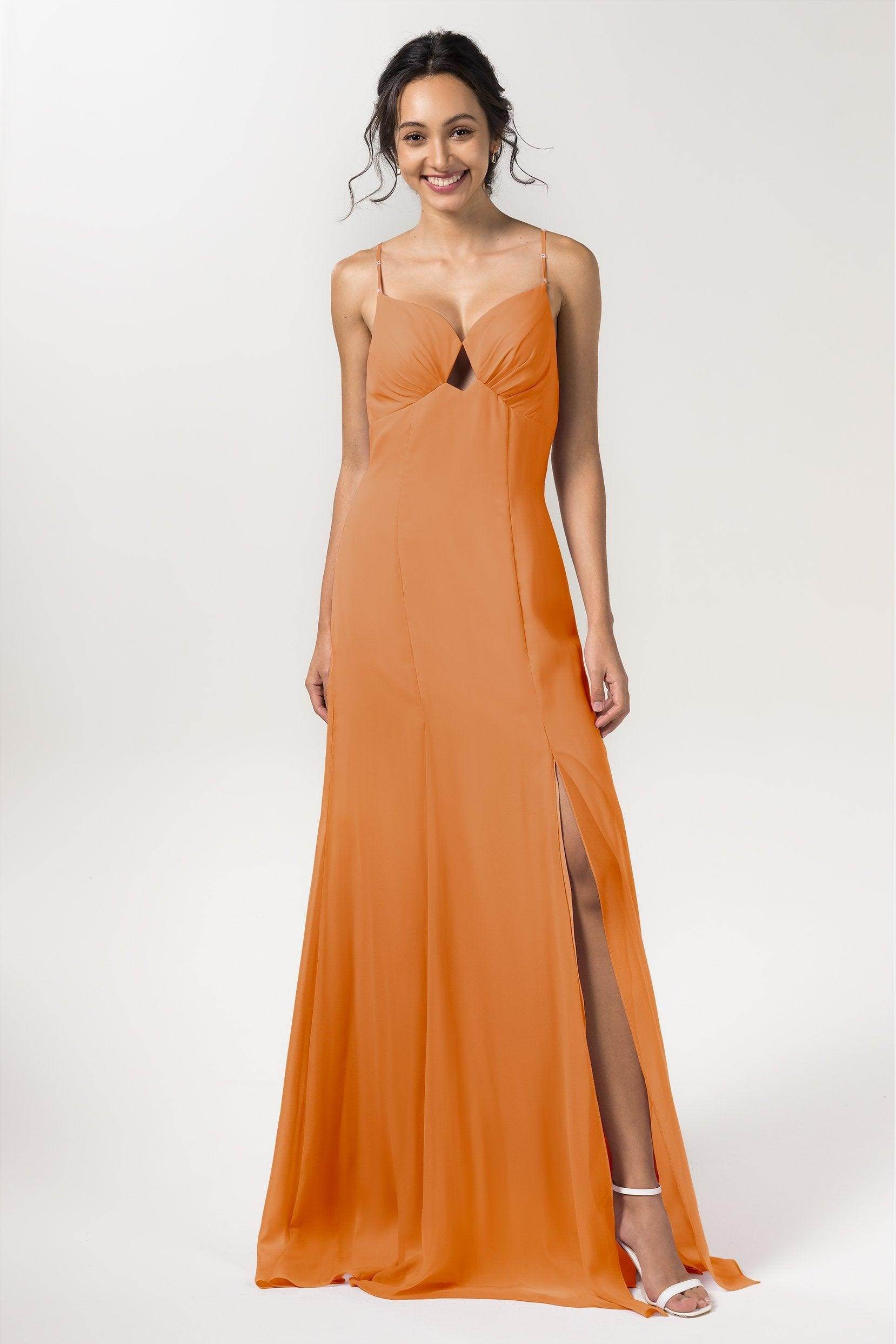Sheath-Column Floor Length Chiffon Bridesmaid Dress CB0556 - COCOMELODY