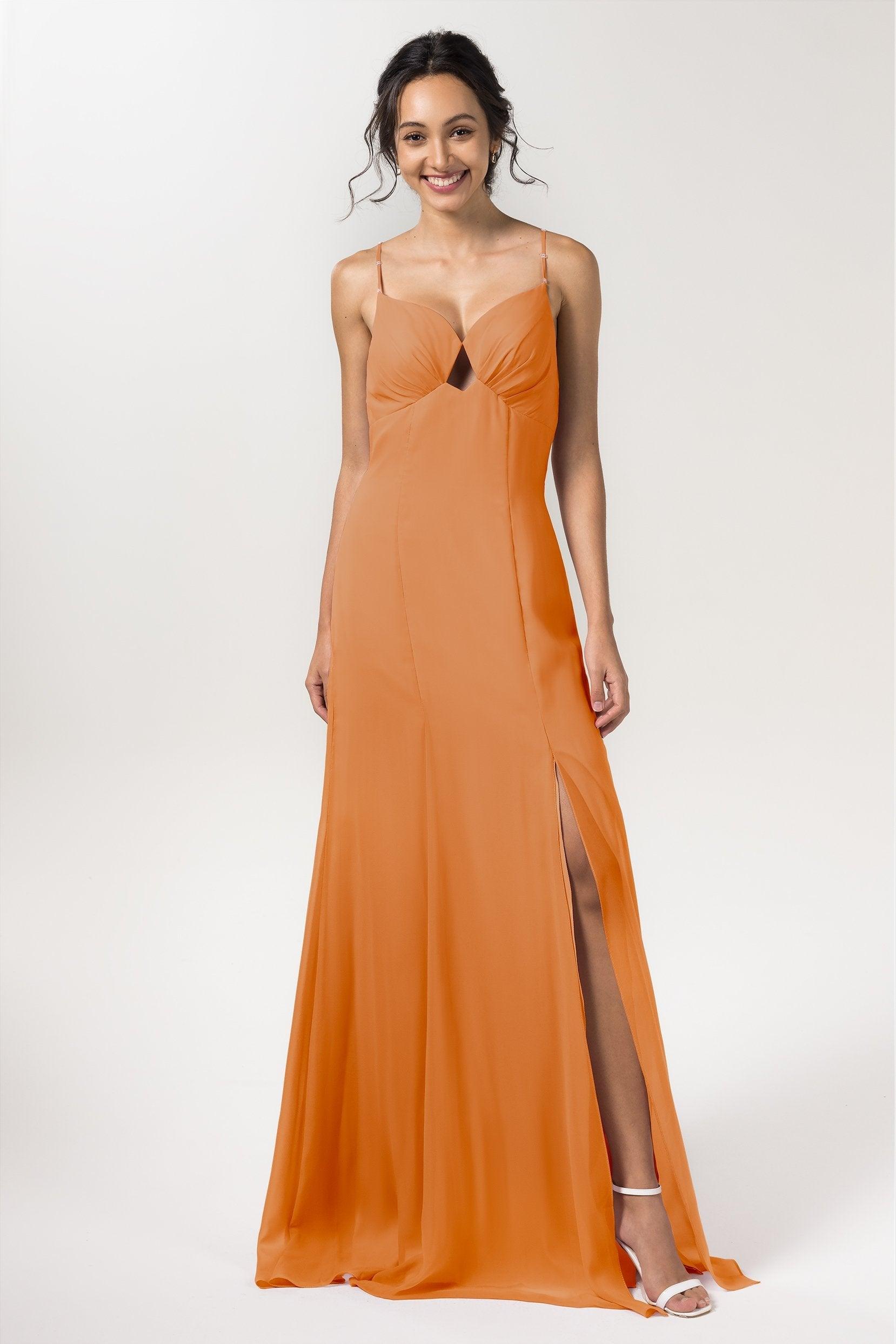 Sheath-Column Floor Length Chiffon Bridesmaid Dress CB0556 - COCOMELODY