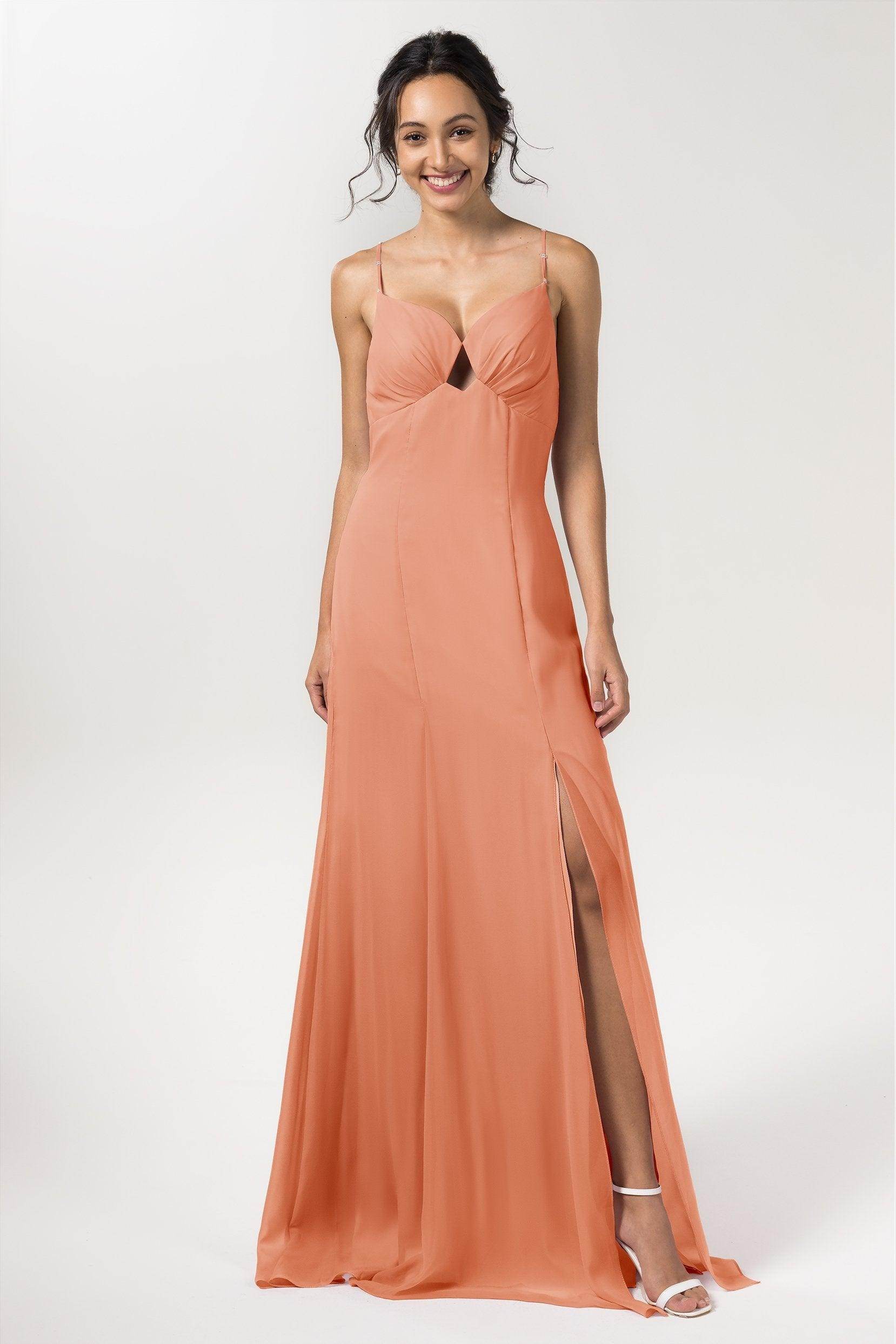Sheath-Column Floor Length Chiffon Bridesmaid Dress CB0556 - COCOMELODY