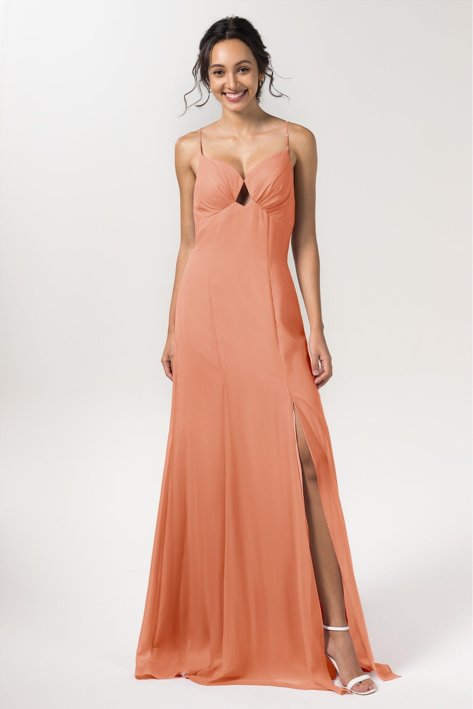 Sheath-Column Floor Length Chiffon Bridesmaid Dress CB0556 - COCOMELODY