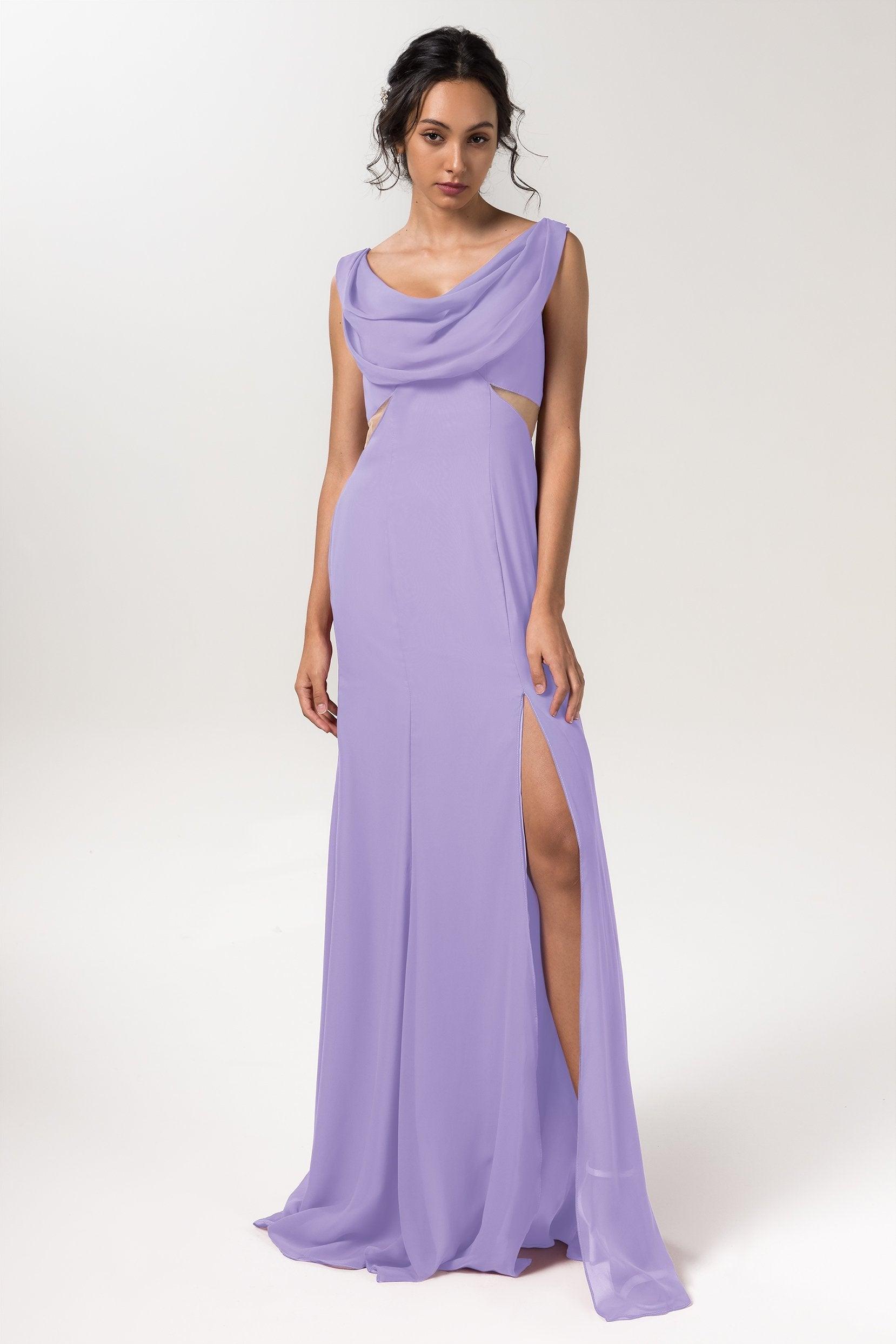 Sheath-Column Floor Length Chiffon Bridesmaid Dress CB0558 - COCOMELODY