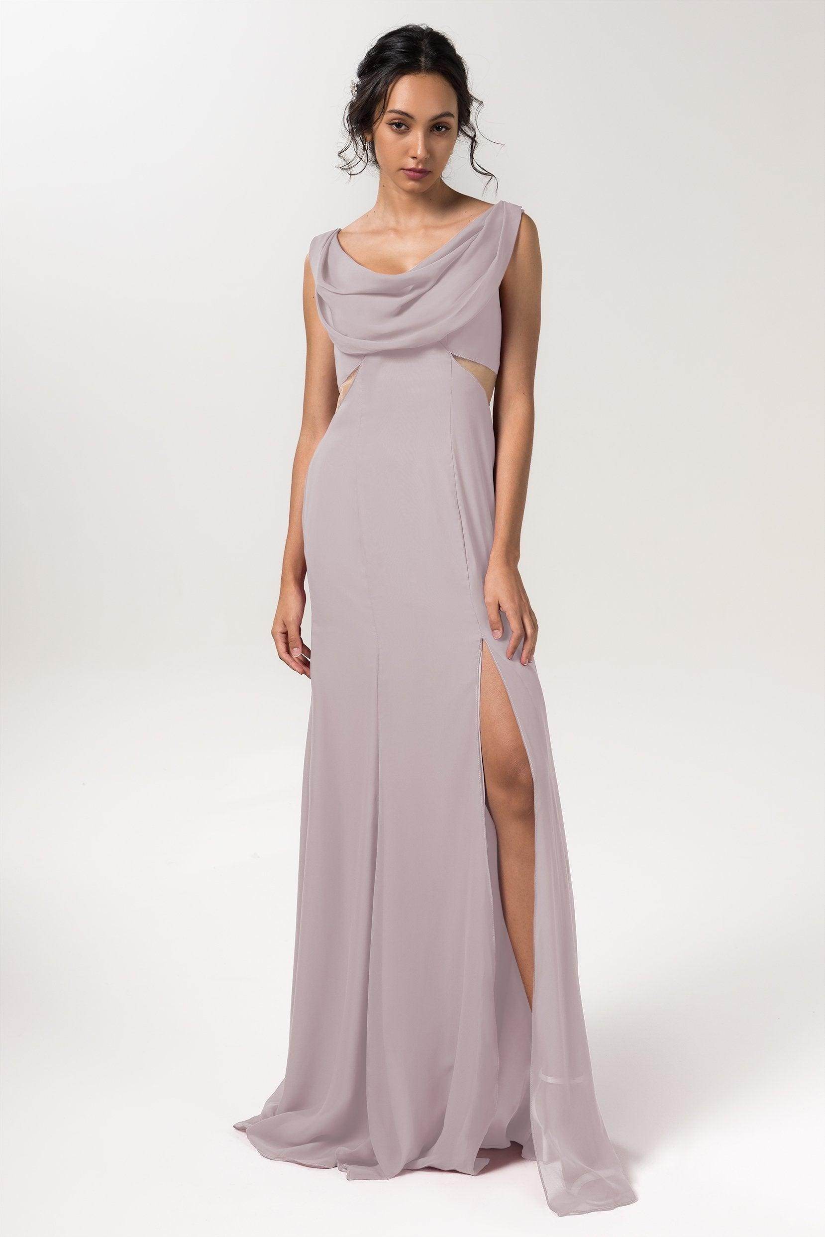 Sheath-Column Floor Length Chiffon Bridesmaid Dress CB0558 - COCOMELODY