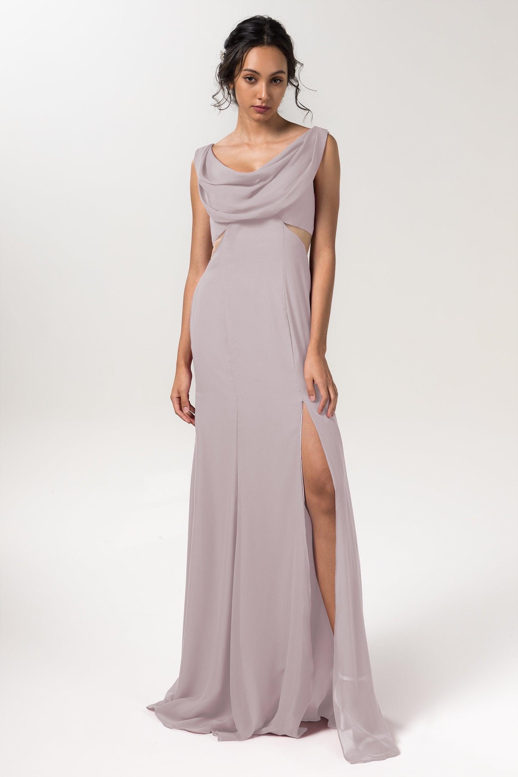 Sheath-Column Floor Length Chiffon Bridesmaid Dress CB0558 - COCOMELODY
