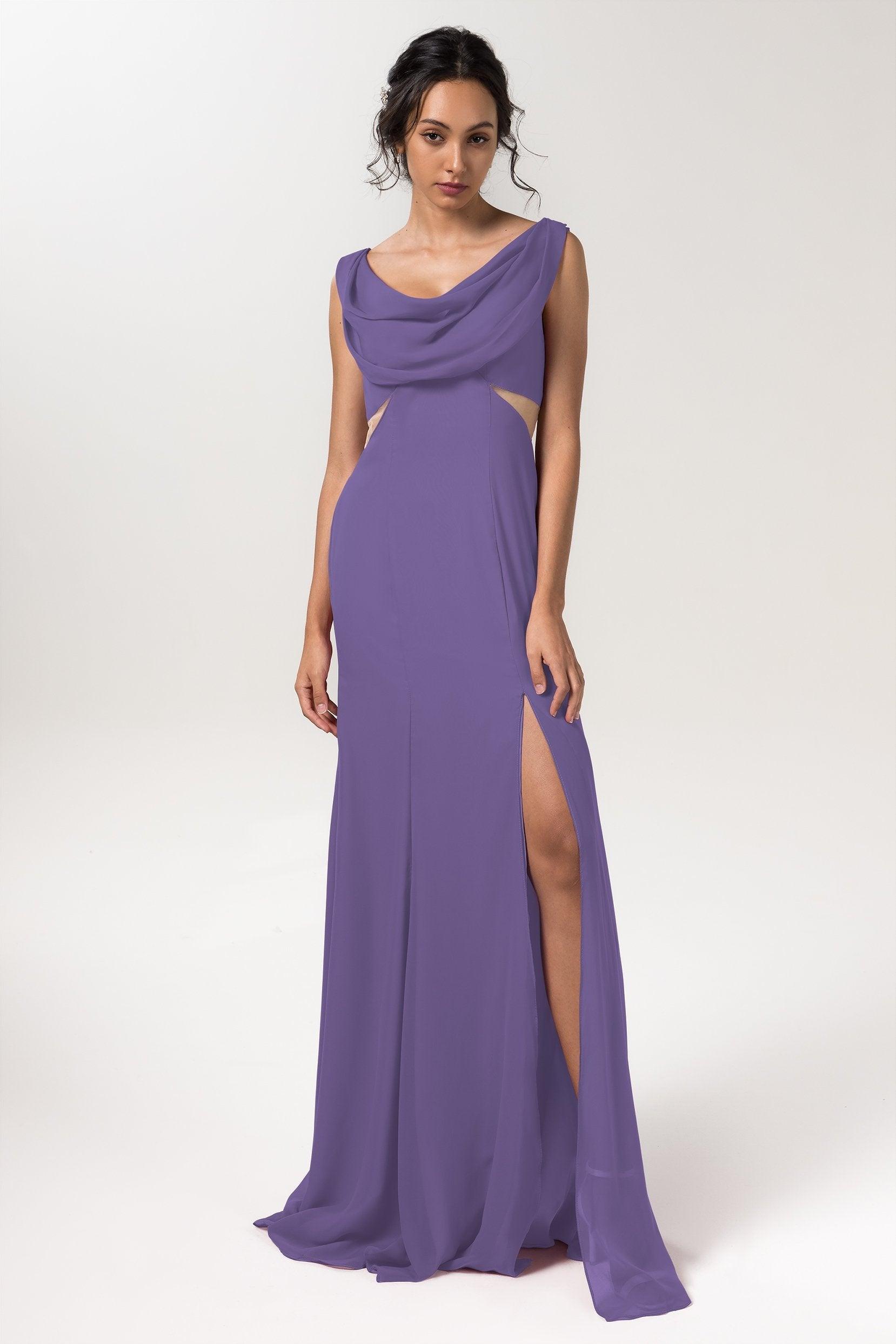 Sheath-Column Floor Length Chiffon Bridesmaid Dress CB0558 - COCOMELODY