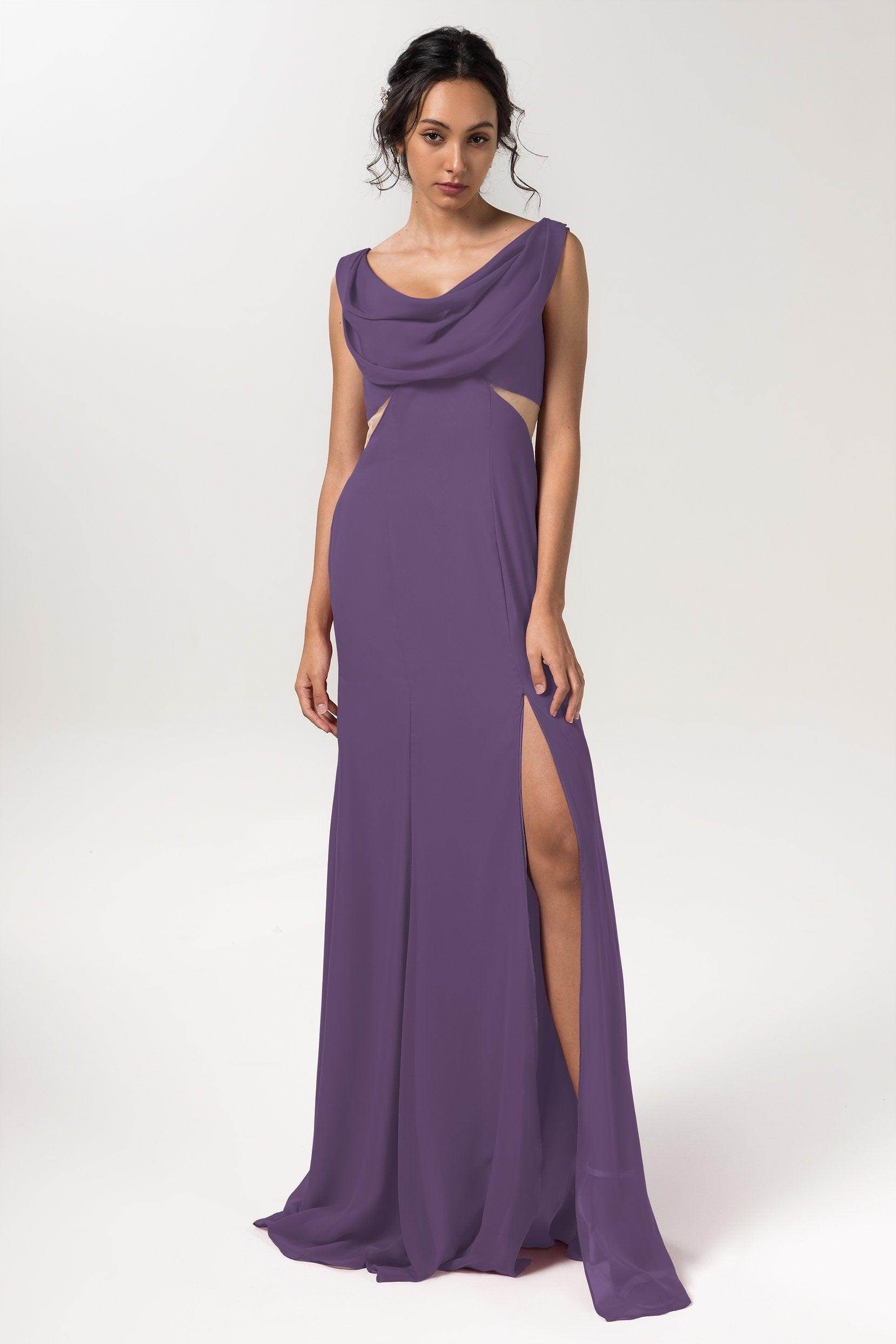 Sheath-Column Floor Length Chiffon Bridesmaid Dress CB0558 - COCOMELODY