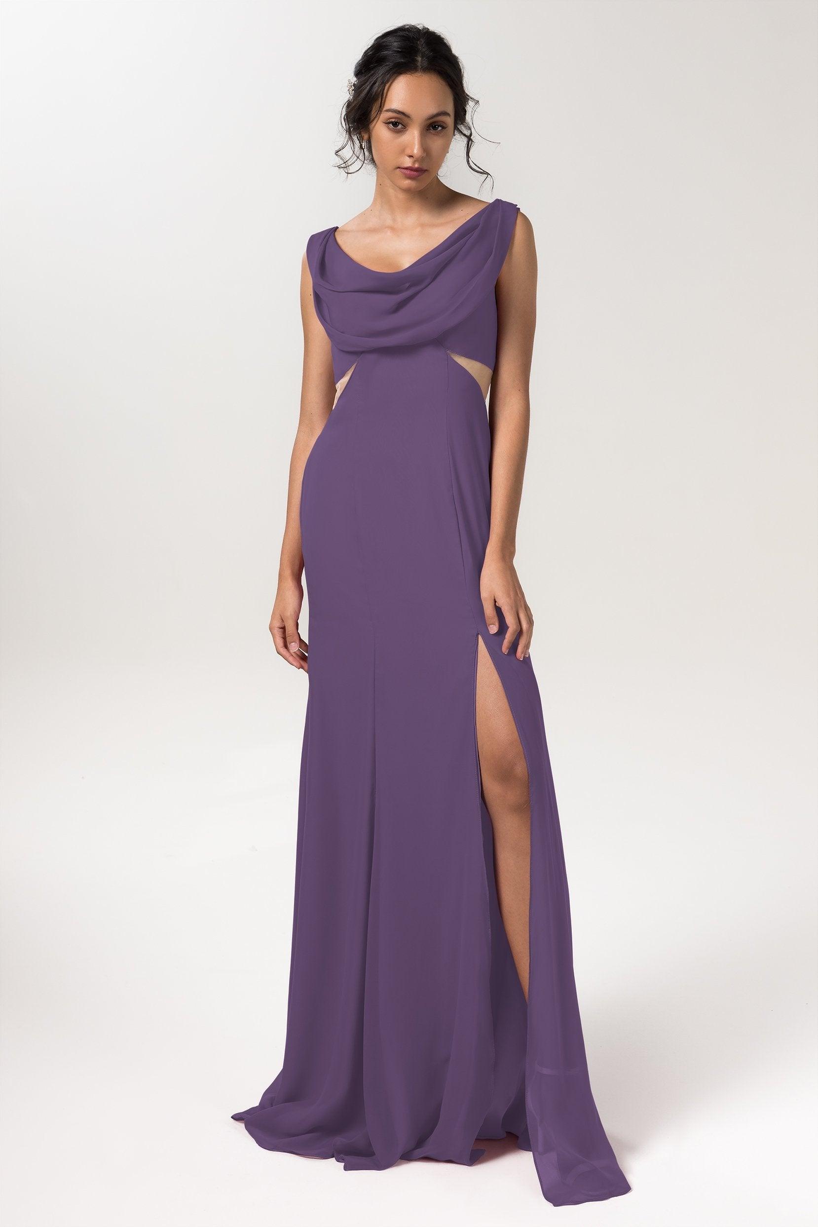 Sheath-Column Floor Length Chiffon Bridesmaid Dress CB0558 - COCOMELODY