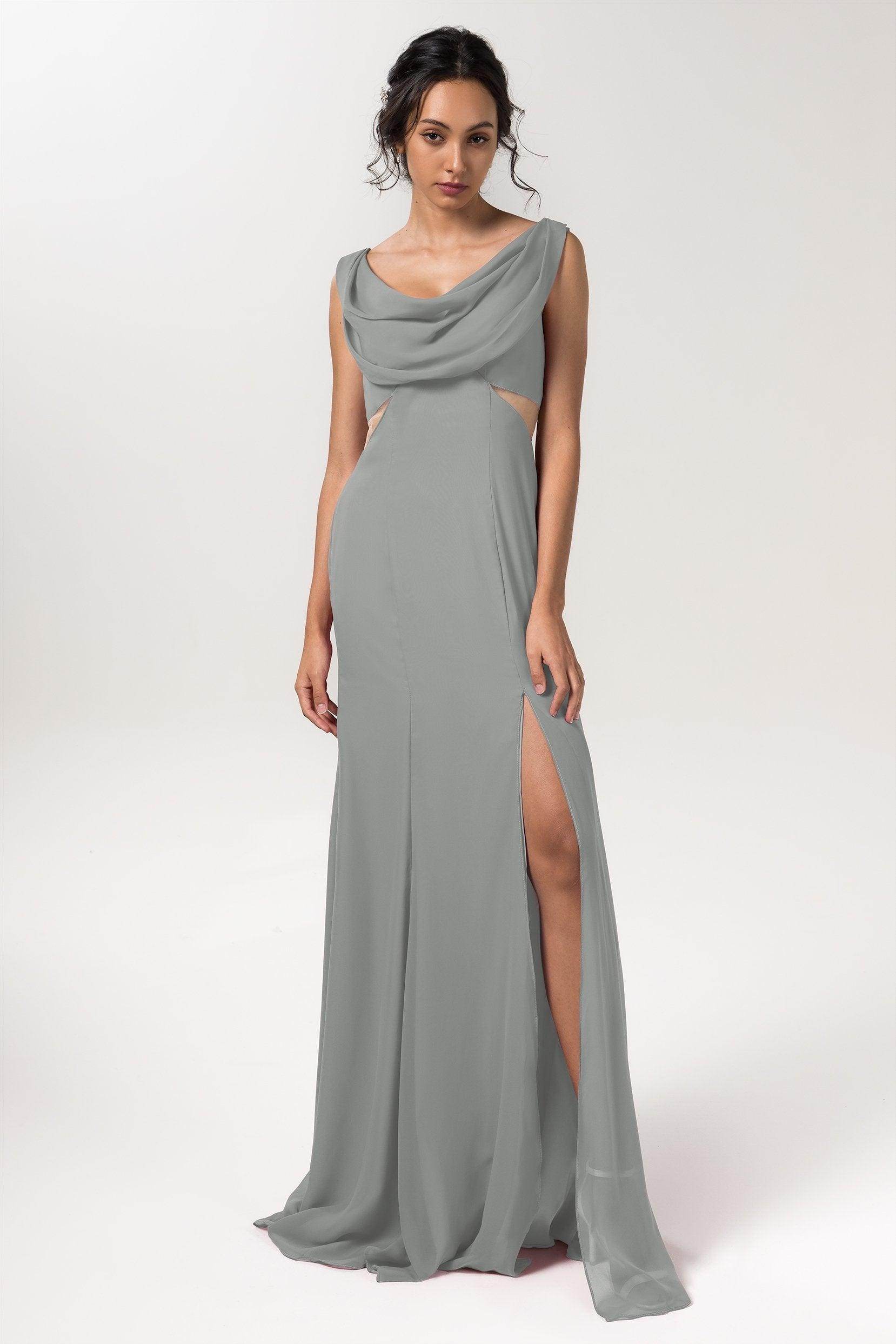 Sheath-Column Floor Length Chiffon Bridesmaid Dress CB0558 - COCOMELODY