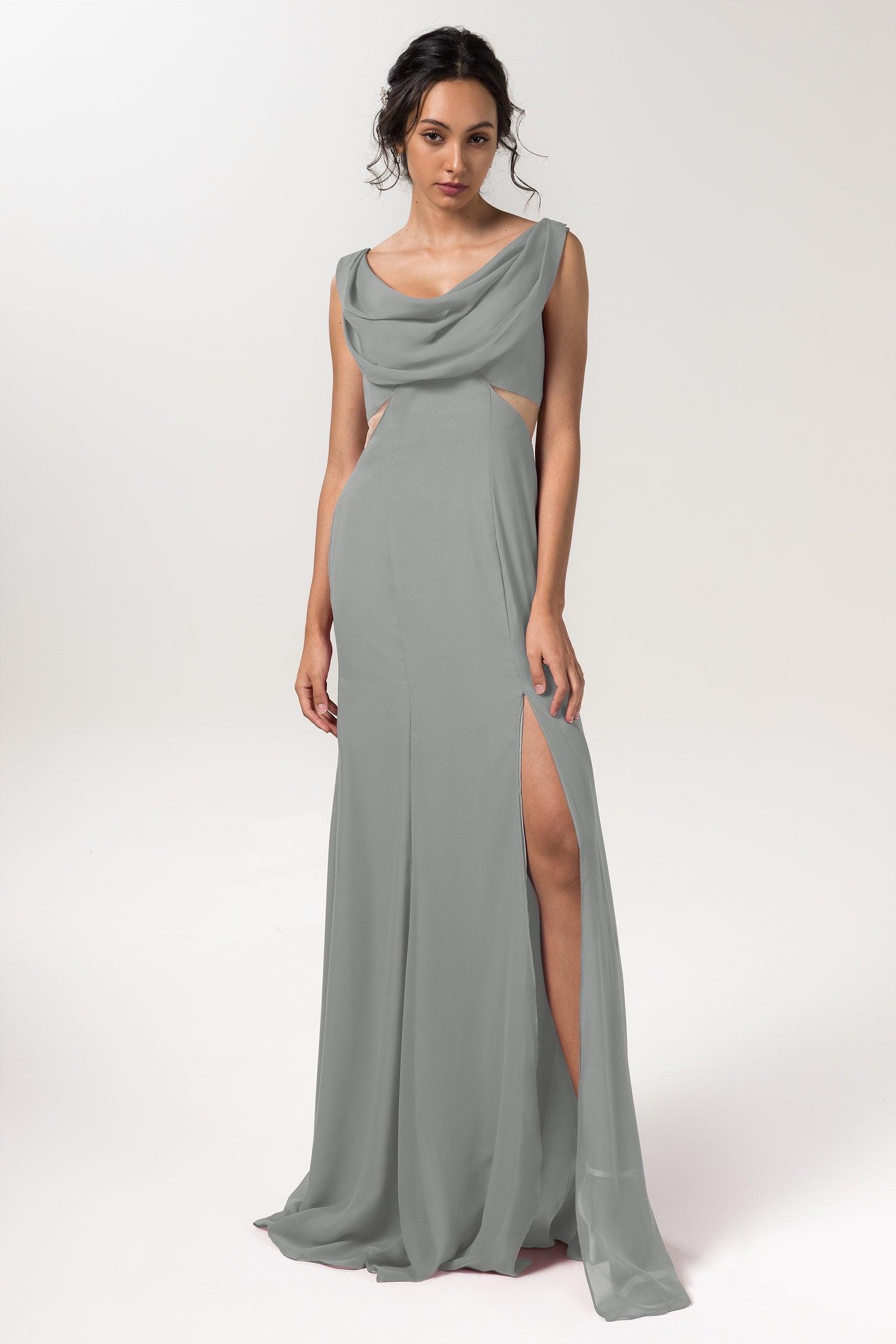 Sheath-Column Floor Length Chiffon Bridesmaid Dress CB0558 - COCOMELODY