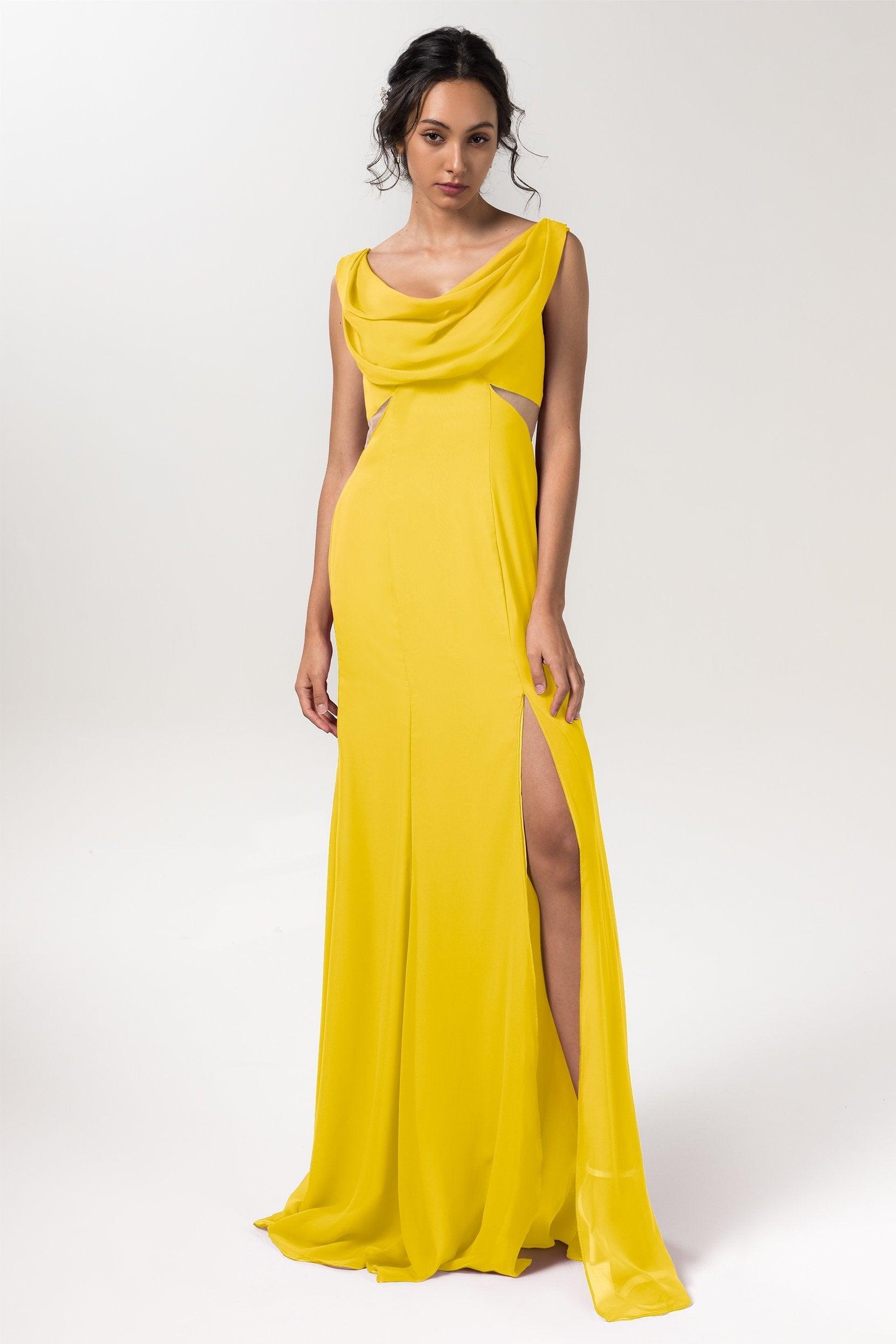 Sheath-Column Floor Length Chiffon Bridesmaid Dress CB0558 - COCOMELODY
