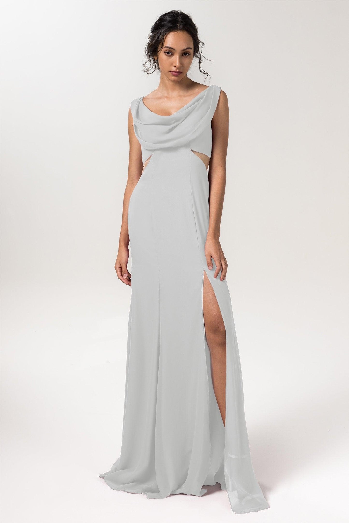 Sheath-Column Floor Length Chiffon Bridesmaid Dress CB0558 - COCOMELODY