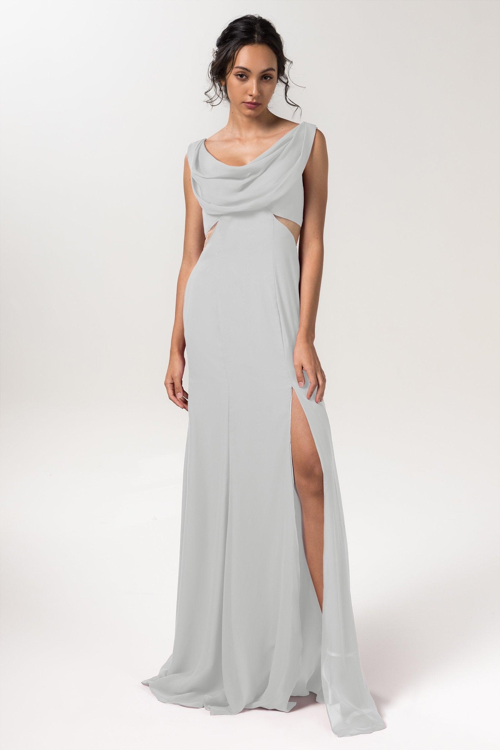 Sheath-Column Floor Length Chiffon Bridesmaid Dress CB0558 - COCOMELODY