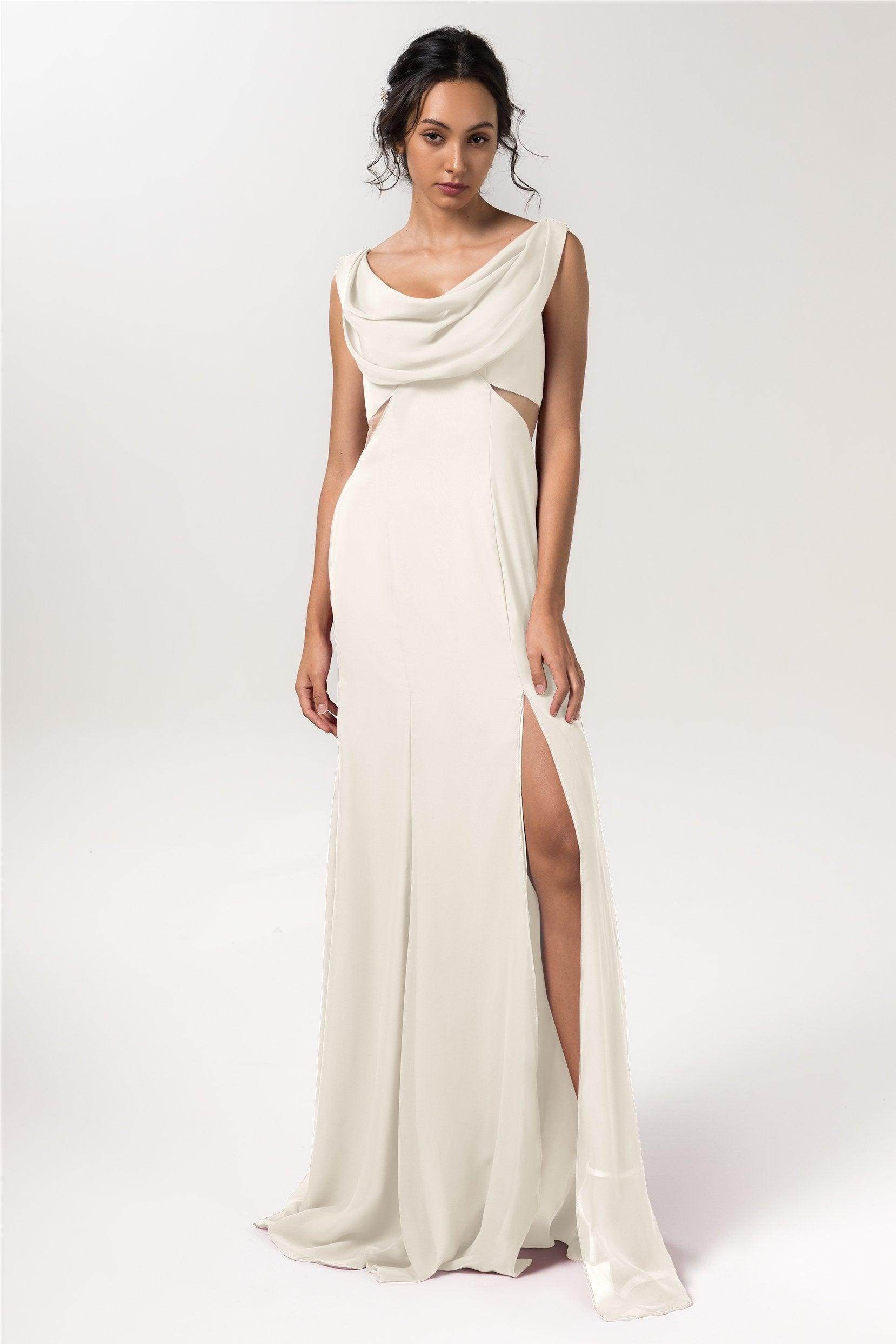 Sheath-Column Floor Length Chiffon Bridesmaid Dress CB0558 - COCOMELODY