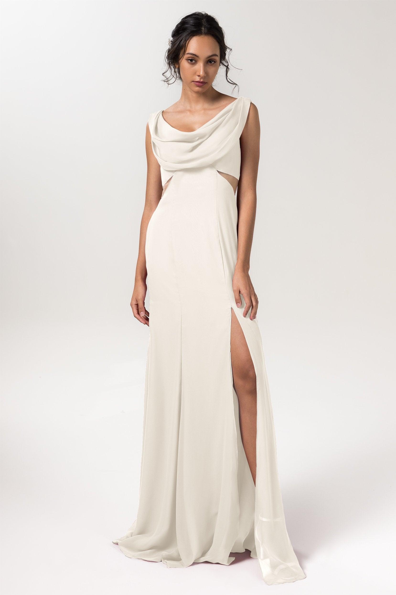 Sheath-Column Floor Length Chiffon Bridesmaid Dress CB0558 - COCOMELODY
