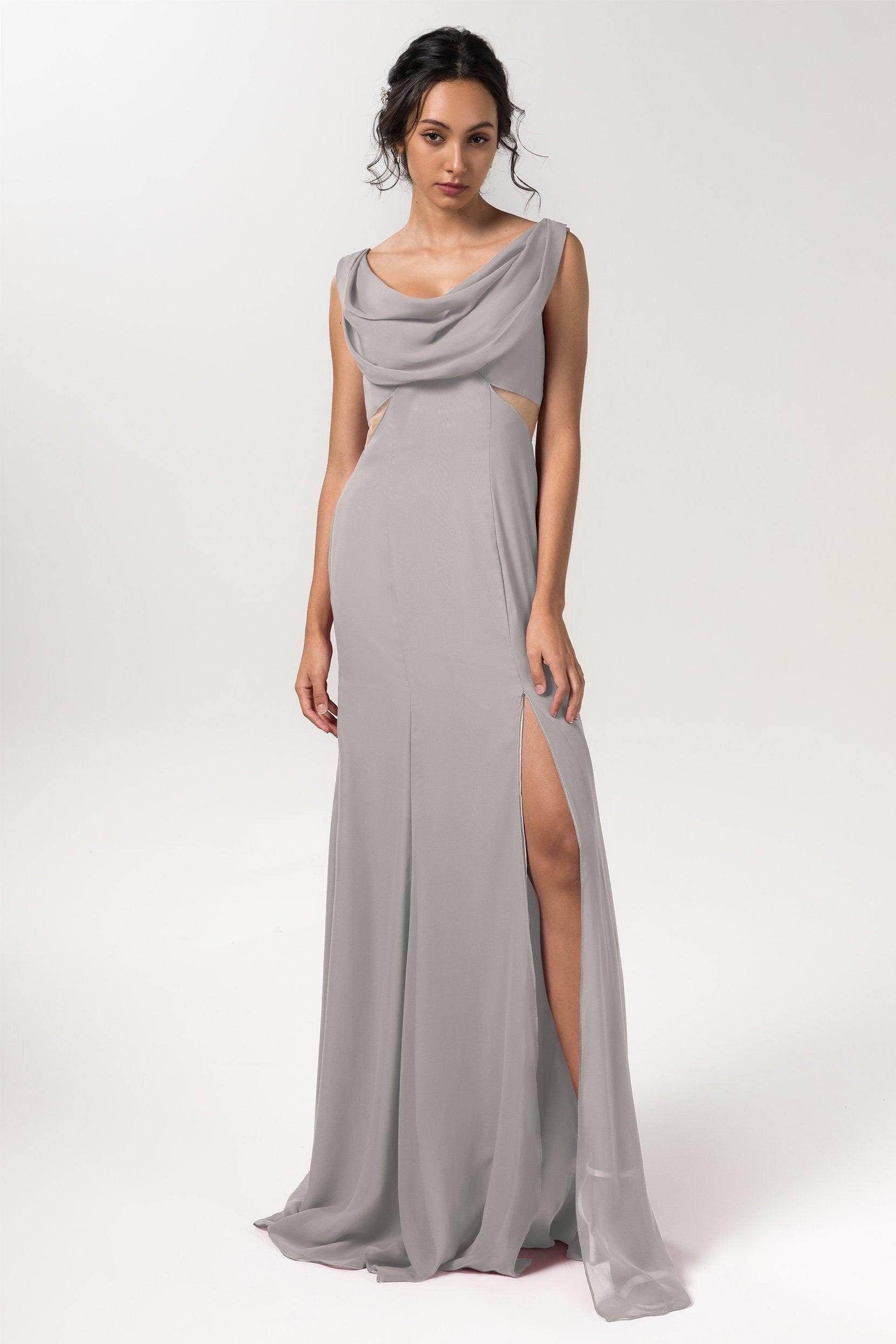 Sheath-Column Floor Length Chiffon Bridesmaid Dress CB0558 - COCOMELODY