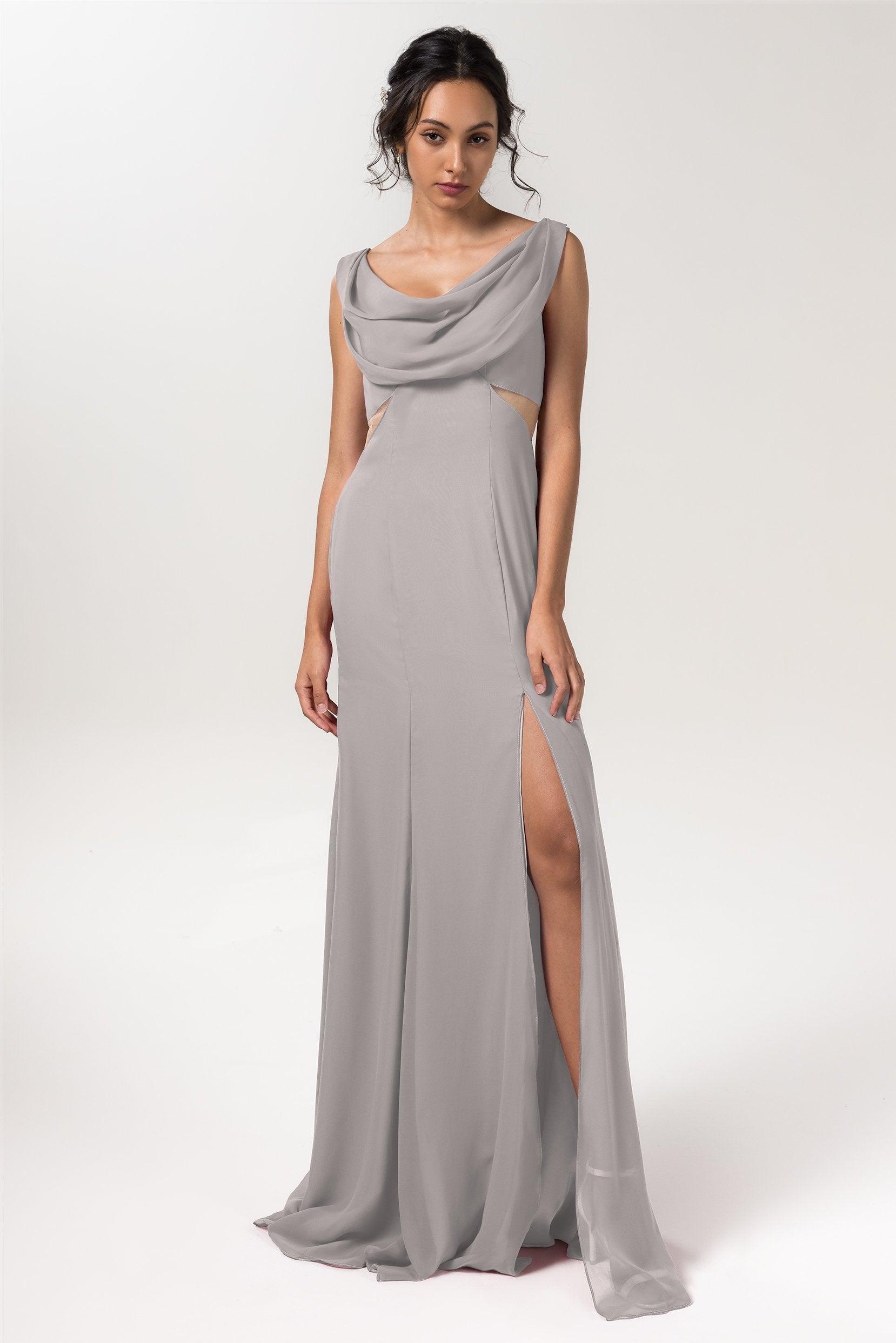 Sheath-Column Floor Length Chiffon Bridesmaid Dress CB0558 - COCOMELODY