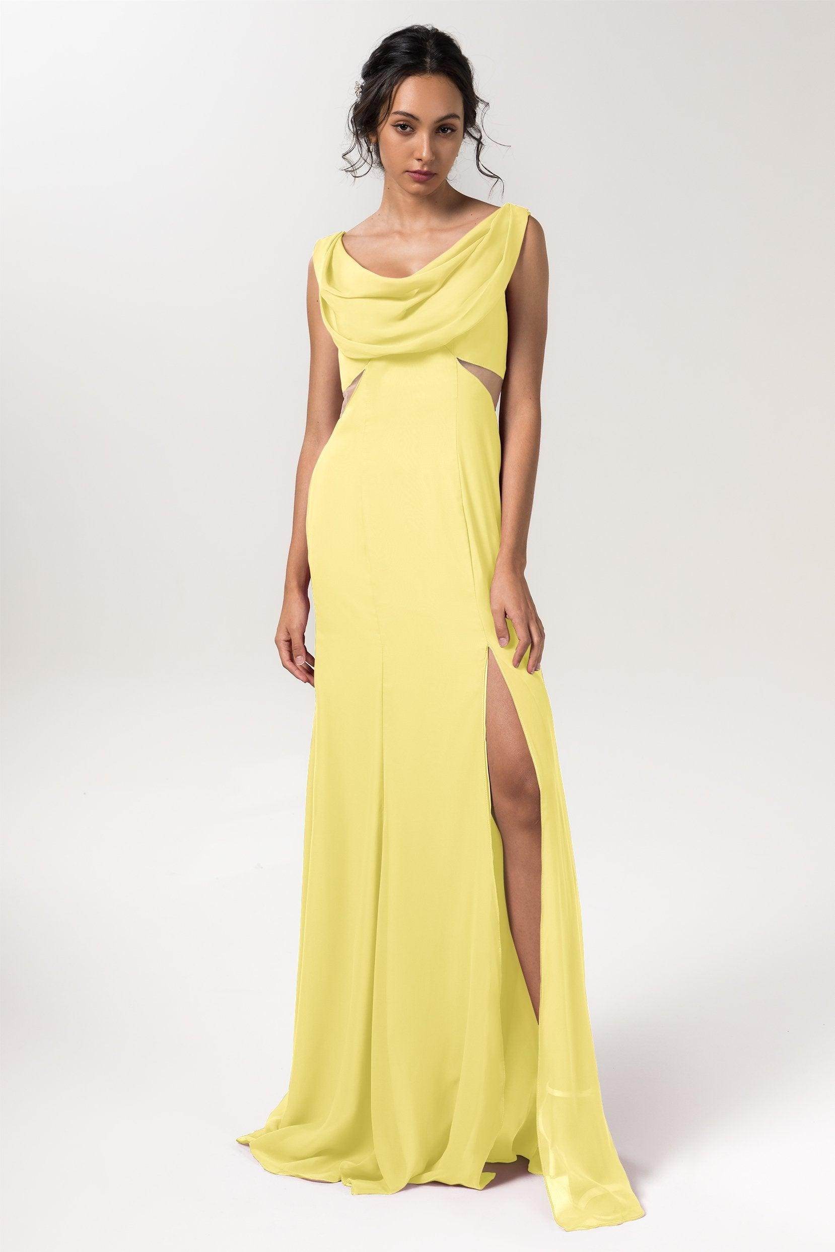 Sheath-Column Floor Length Chiffon Bridesmaid Dress CB0558 - COCOMELODY