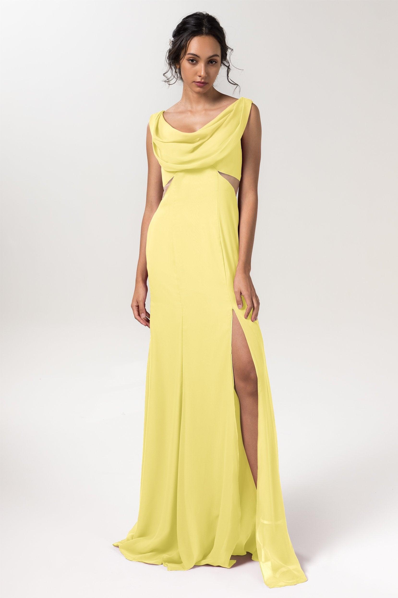 Sheath-Column Floor Length Chiffon Bridesmaid Dress CB0558 - COCOMELODY